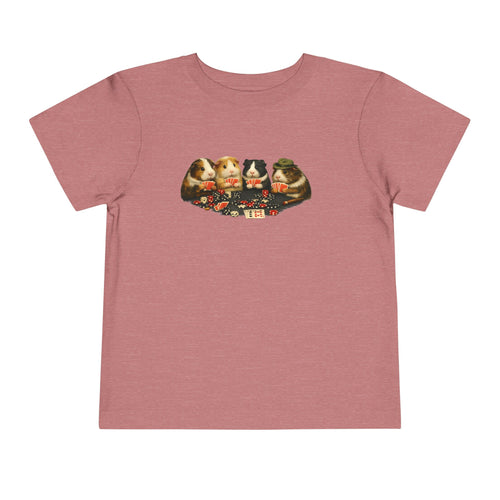 Toddler Short Sleeve Tee,Guinea Pig Meme Shirt, Animals Playing Cards Graphic Tee Funny Pet Lover Shirt, Guinea Pigs Playing Poker Design