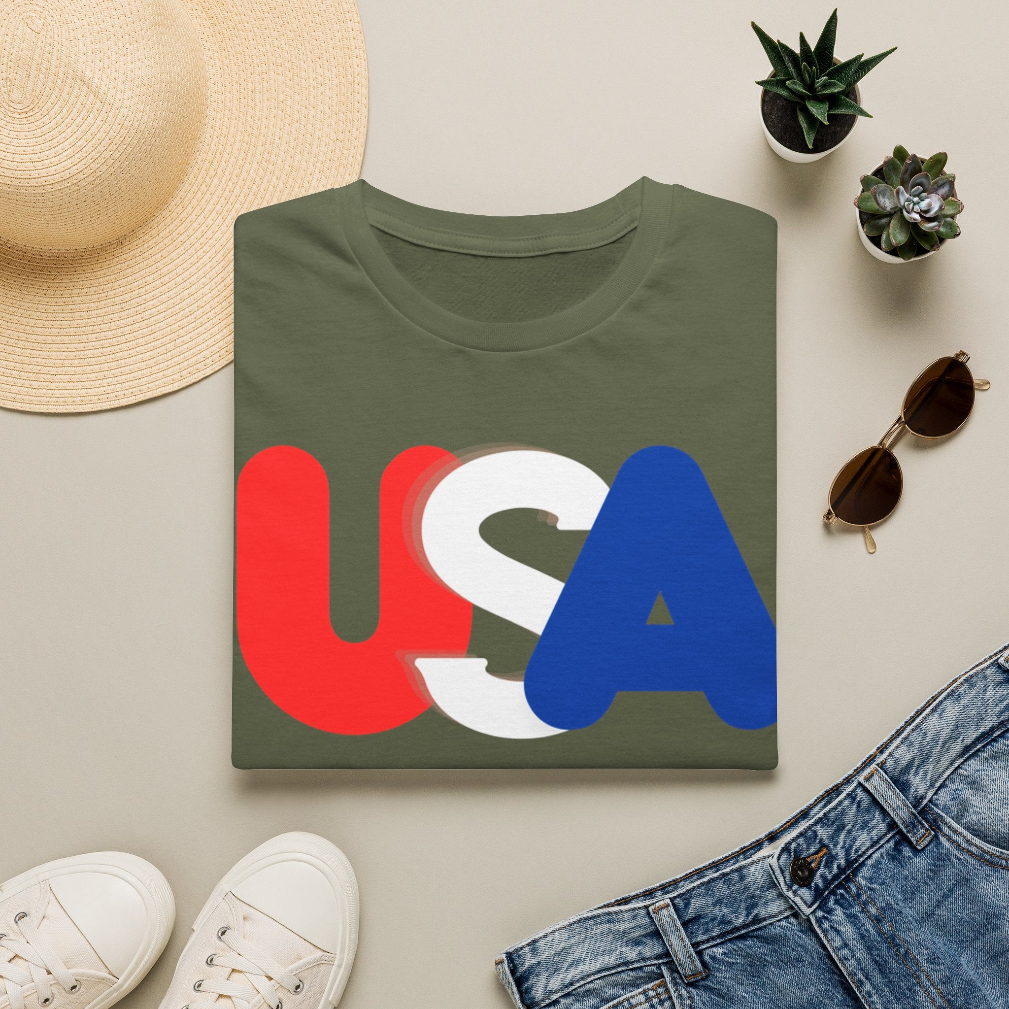 Unisex Softstyle T-Shirt, red, white and blue USA shirt