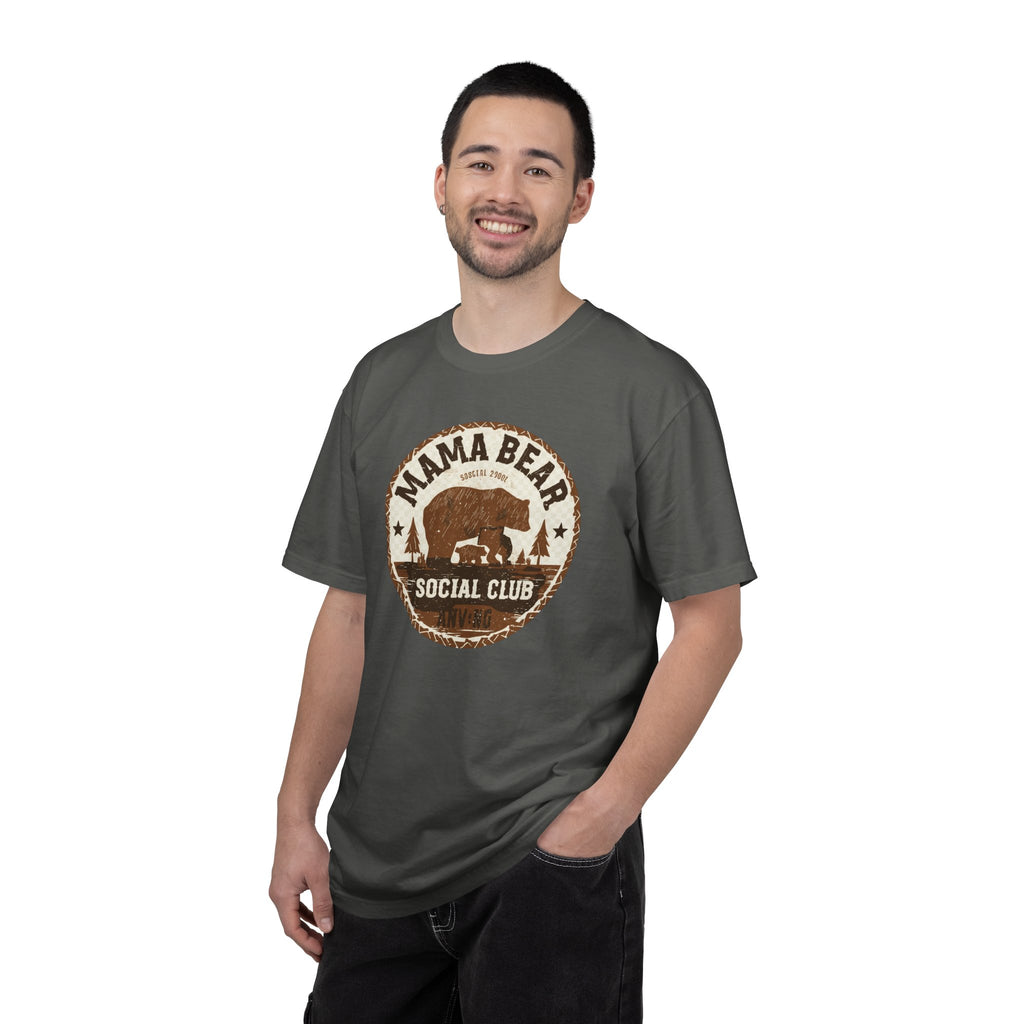 Unisex Garment-Dyed T-shirt, Mama Bear Social Club Shirt, Mama Bear Tee, Cute Mom Gift