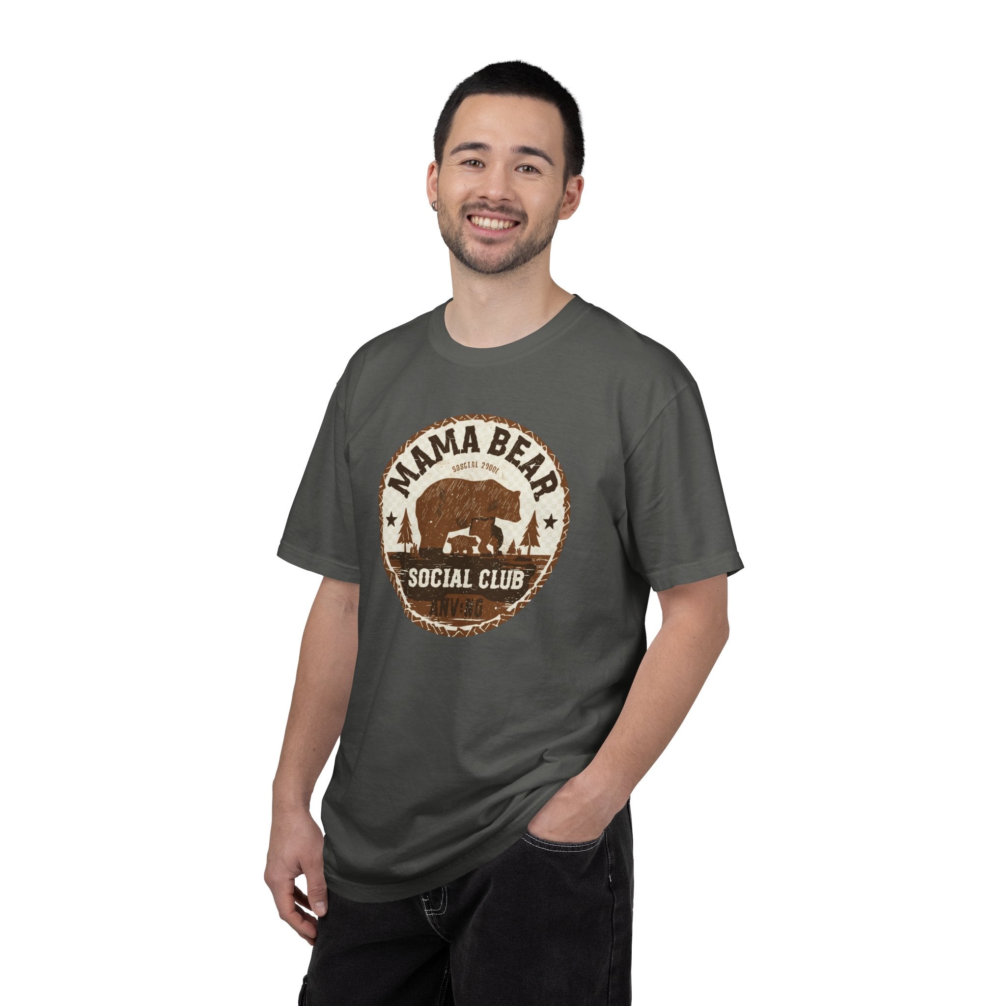 Unisex Garment-Dyed T-shirt, Mama Bear Social Club Shirt, Mama Bear Tee, Cute Mom Gift