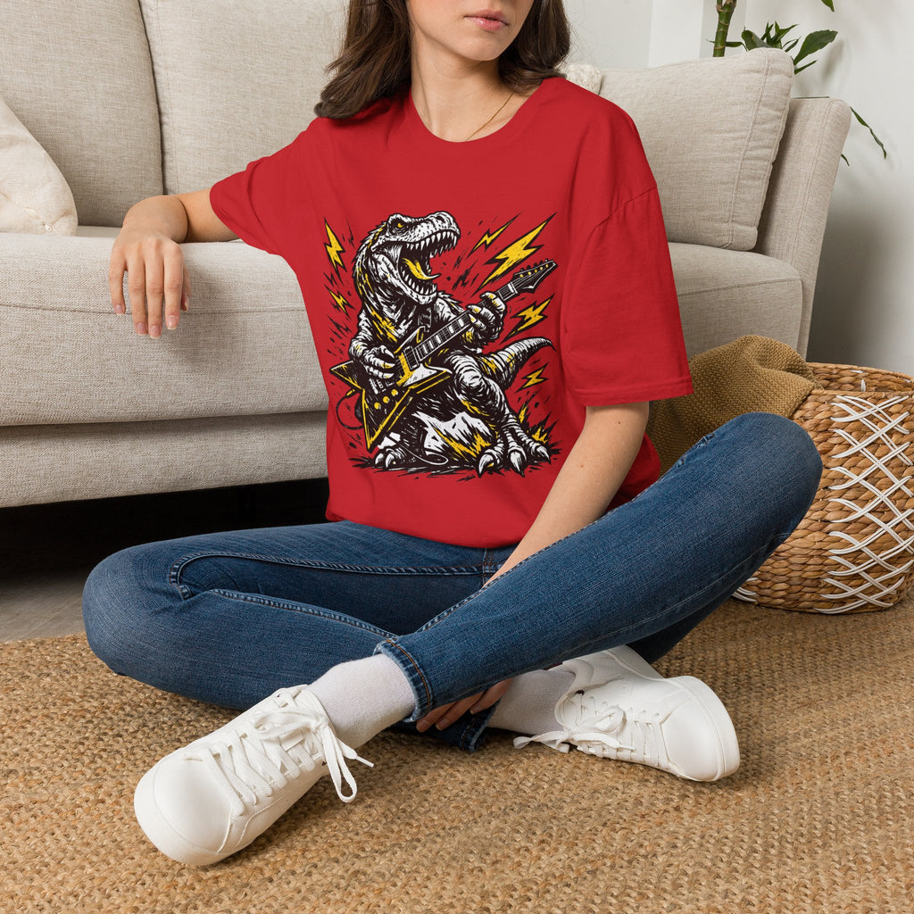 Unisex Softstyle T-Shirt, t-rex playing guitar