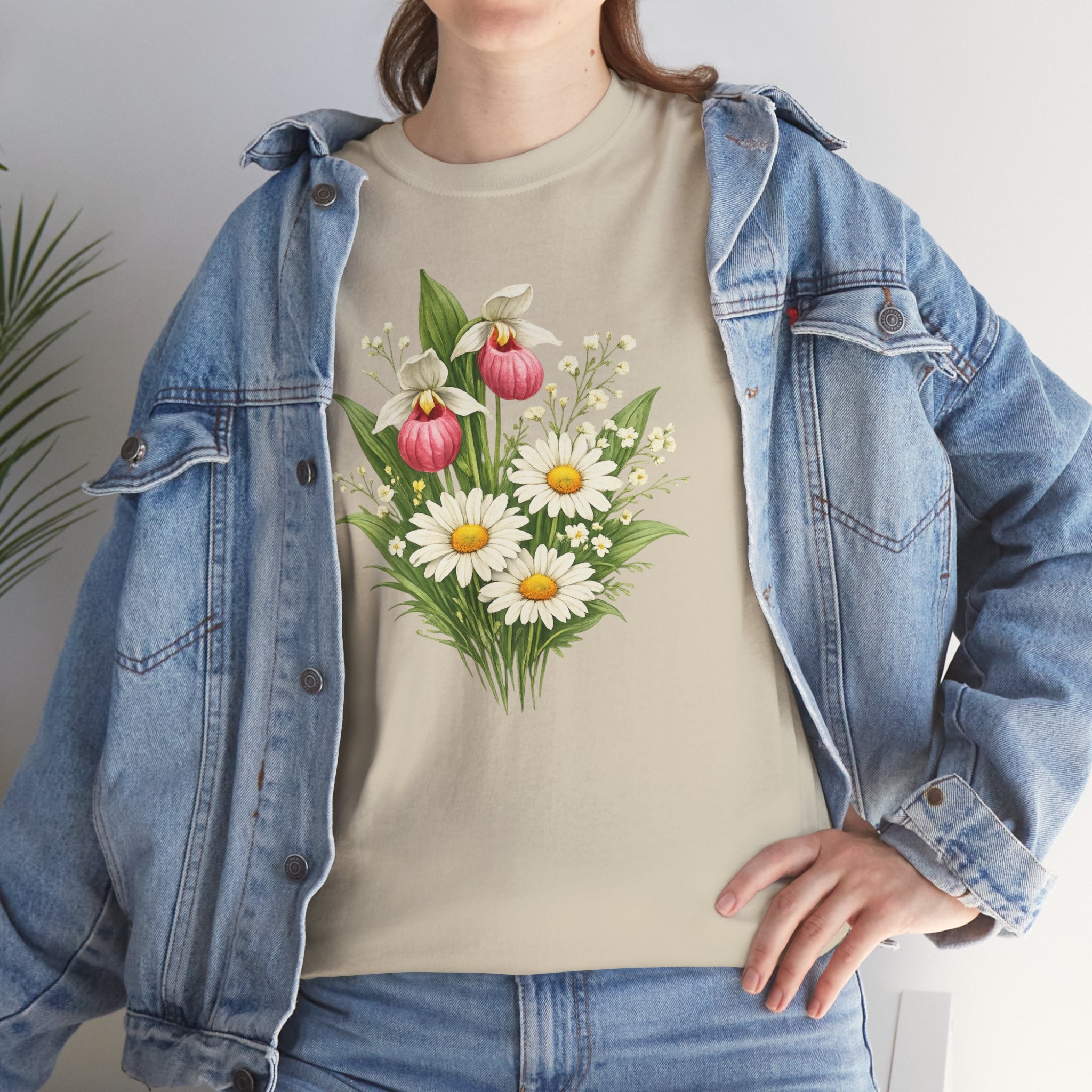 Unisex Heavy Cotton Tee, spring floral