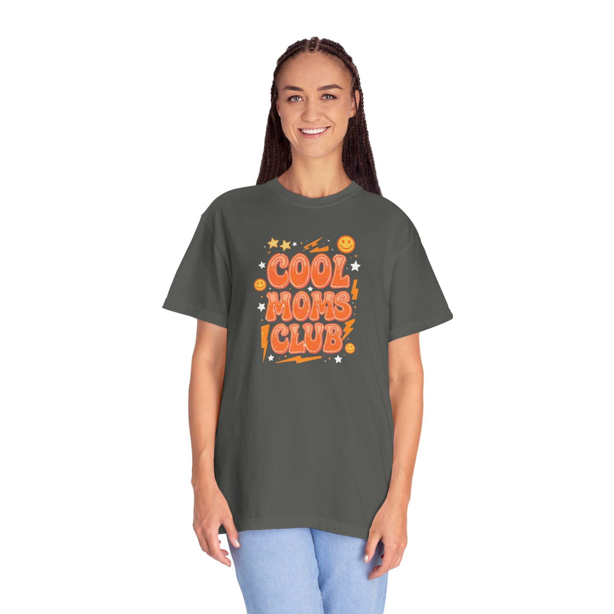 Unisex Garment-Dyed T-shirt, Cool Moms Club Retro Shirt, Funny Mom Shirt, Trendy Mama Tee, Mother’s Day Gift