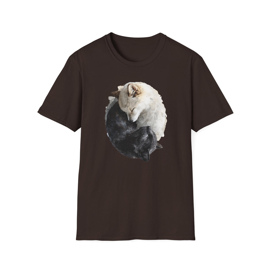 Unisex Softstyle T-Shirt, ying and yang cat and dog