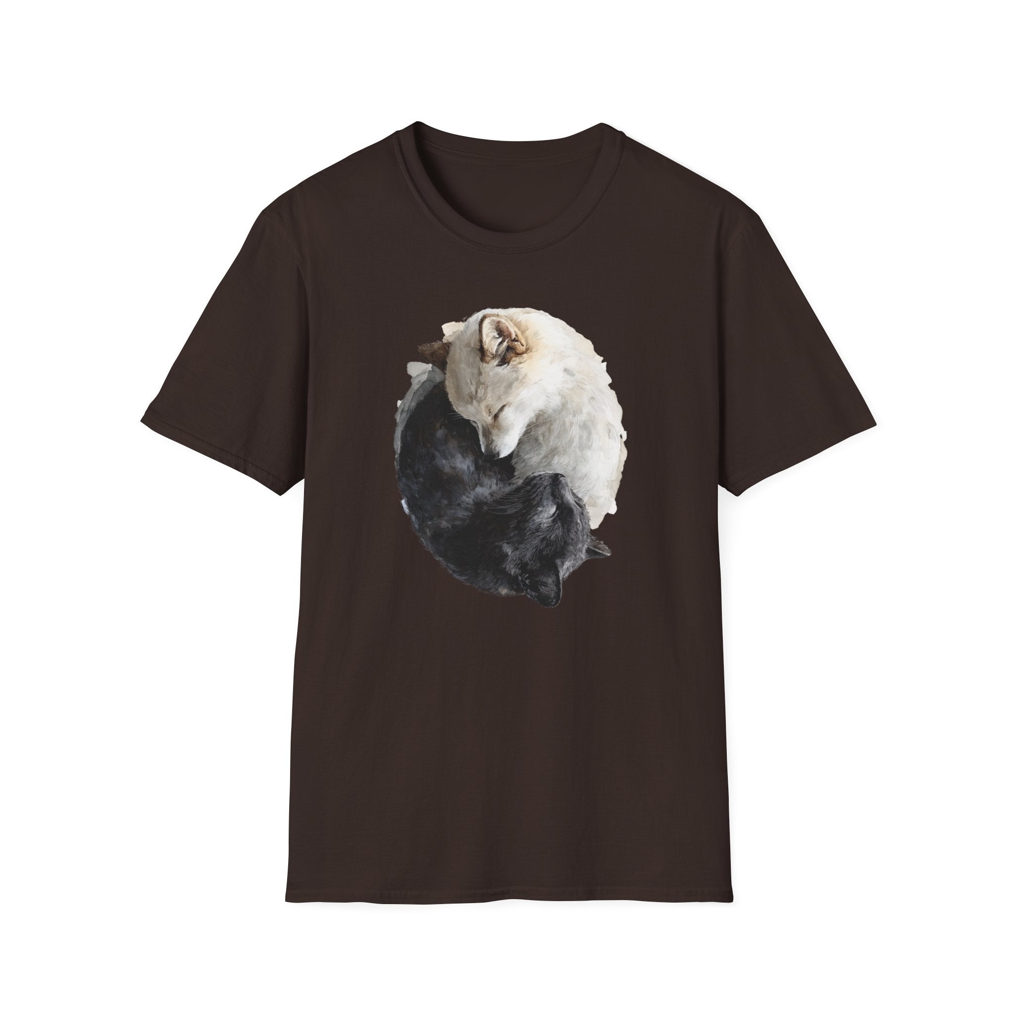 Unisex Softstyle T-Shirt, ying and yang cat and dog