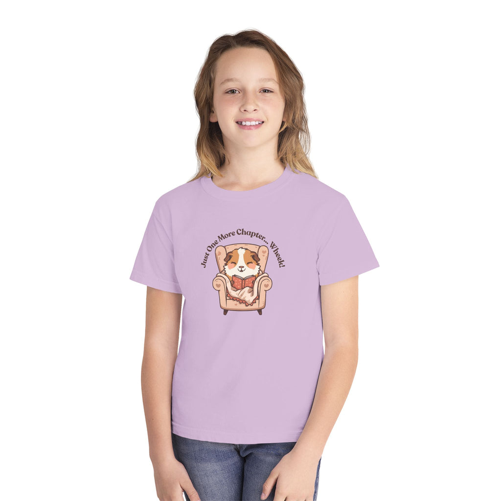 Youth Midweight Tee, guinea pig reading