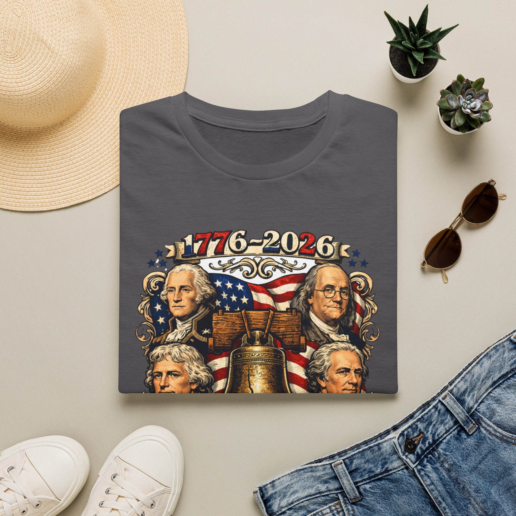 Unisex Softstyle T-Shirt, 250 Years of Liberty Shirt, Founding Fathers Tee, America 1776 2026 Patriotic T-Shirt