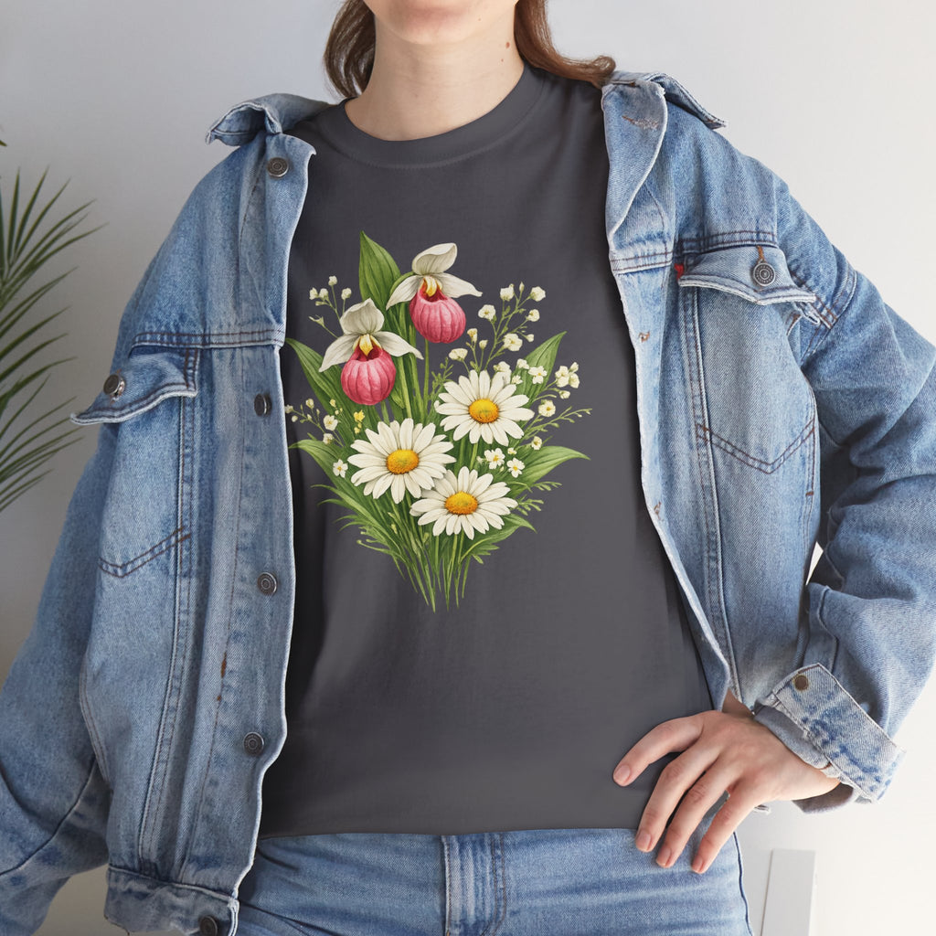 Unisex Heavy Cotton Tee, spring floral