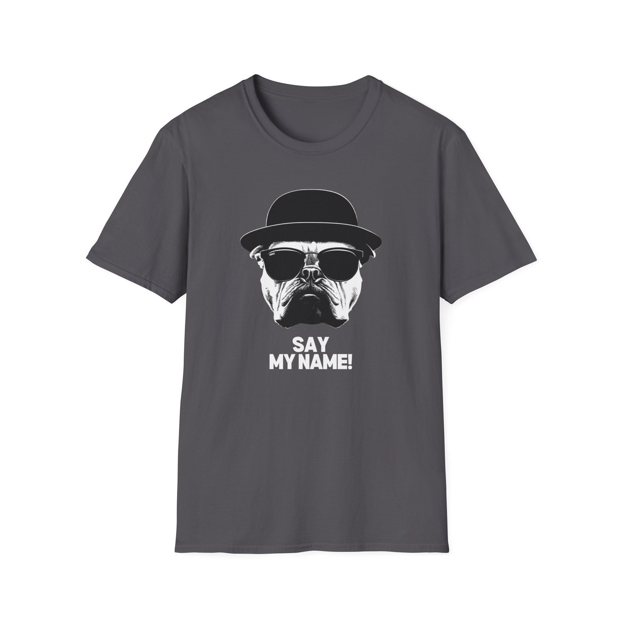 Unisex Softstyle T-Shirt, Bull Dog wearing Sun Glasses