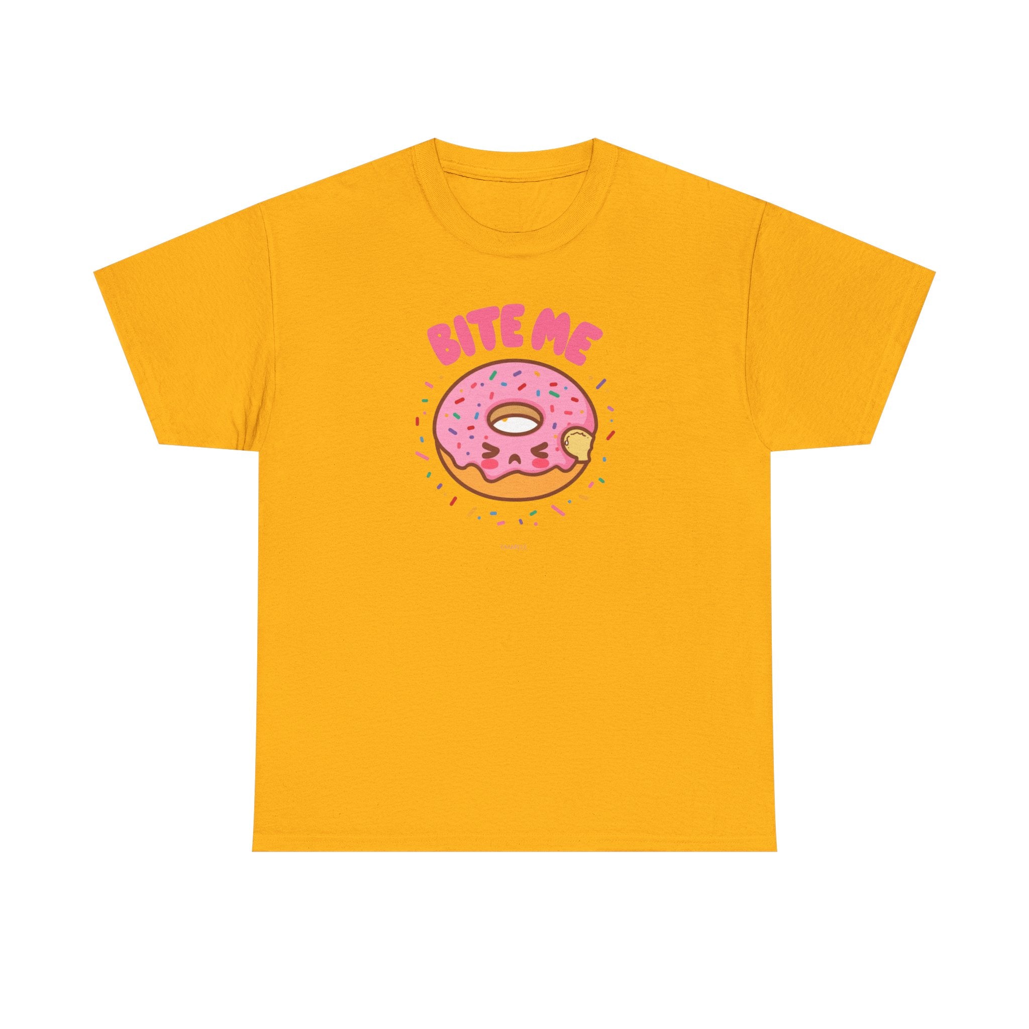Unisex Heavy Cotton Tee,Bite Me Donut Shirt, Funny Food Tee, Cute Kawaii Donut T-Shirt, Sweet Humor Shirt, Bakery Lover Gift