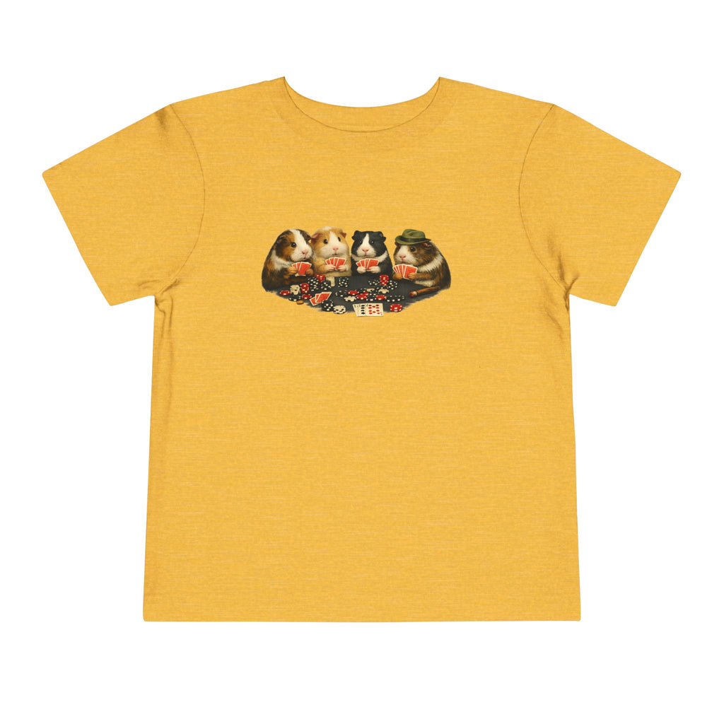 Toddler Short Sleeve Tee,Guinea Pig Meme Shirt, Animals Playing Cards Graphic Tee Funny Pet Lover Shirt, Guinea Pigs Playing Poker Design