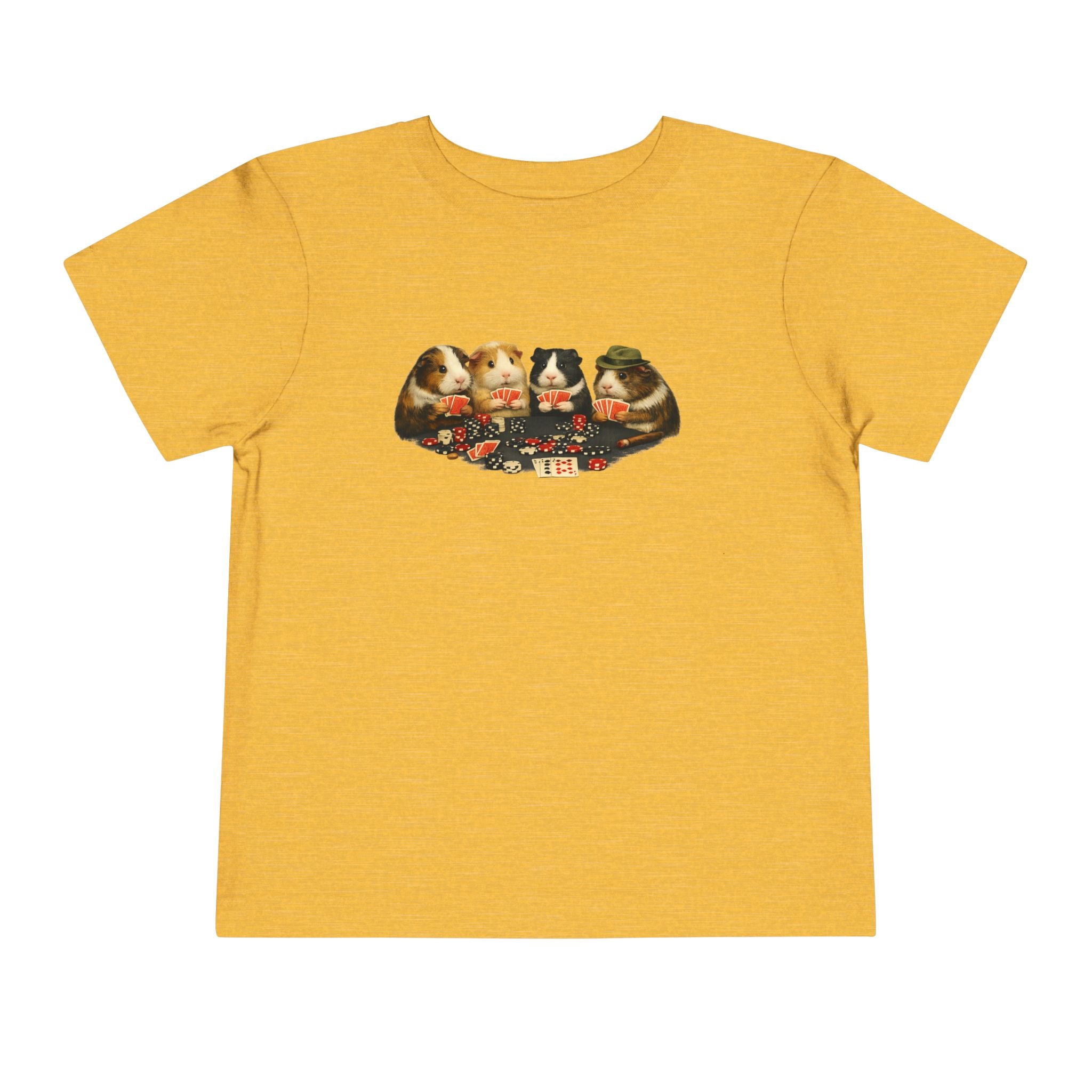Toddler Short Sleeve Tee,Guinea Pig Meme Shirt, Animals Playing Cards Graphic Tee Funny Pet Lover Shirt, Guinea Pigs Playing Poker Design