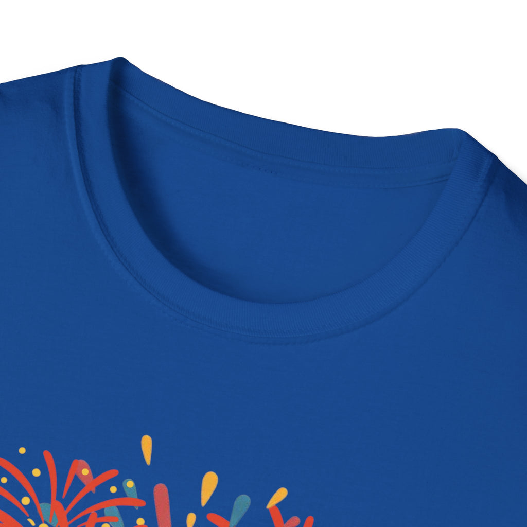 Unisex Softstyle T-Shirt, Funny American Eagle Sunglasses Shirt, Fourth of July Fireworks Tee, USA Pride Patriotic T-Shirt