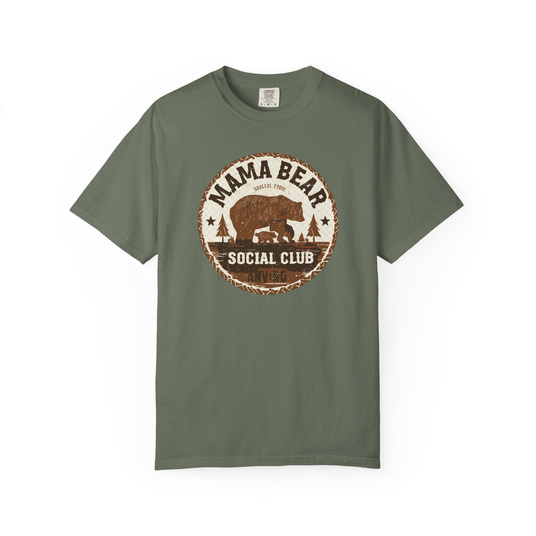 Unisex Garment-Dyed T-shirt, Mama Bear Social Club Shirt, Mama Bear Tee, Cute Mom Gift