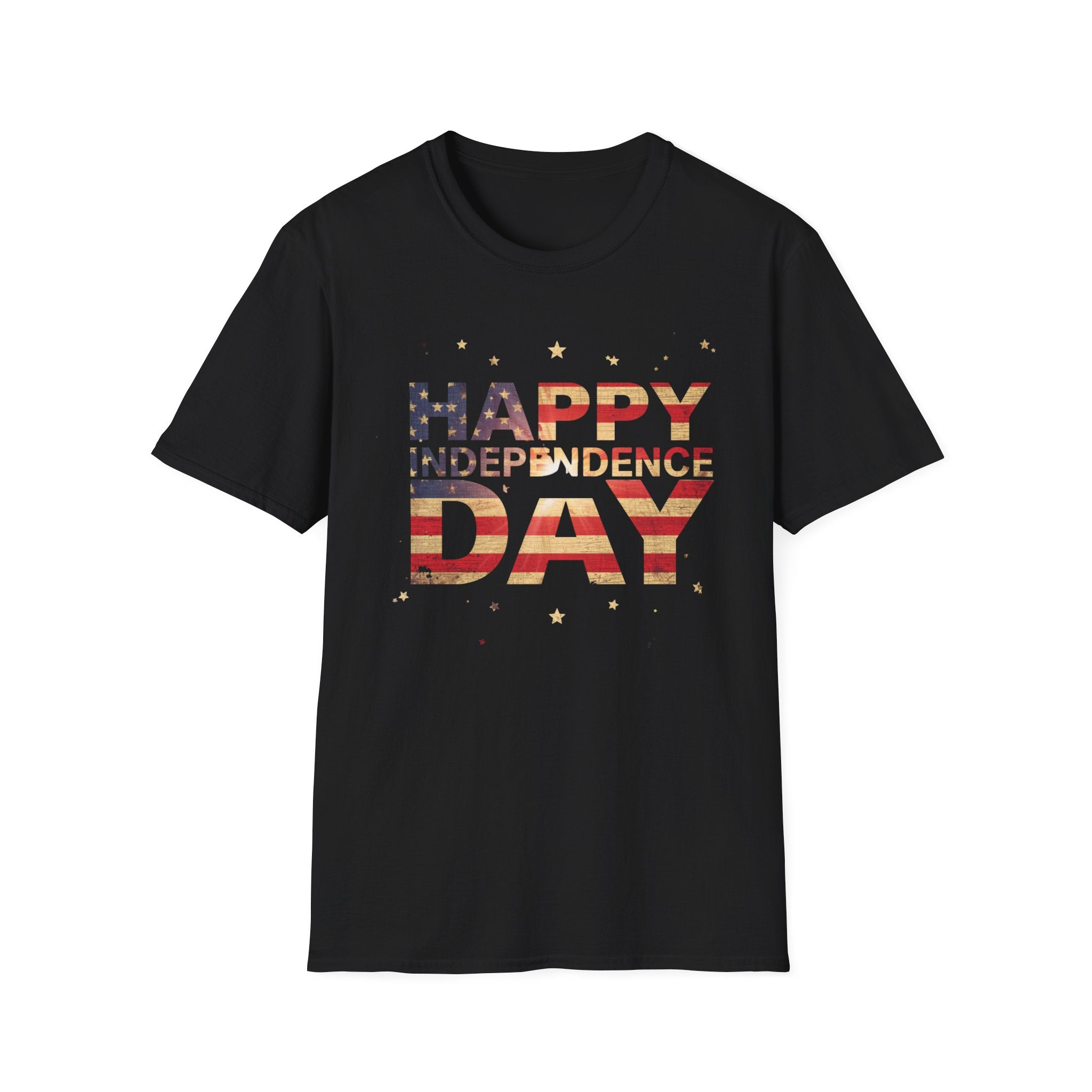 Unisex Softstyle T-Shirt, Happy Independence Day Minimal Shirt, Modern Patriotic Tee, Simple USA Shirt