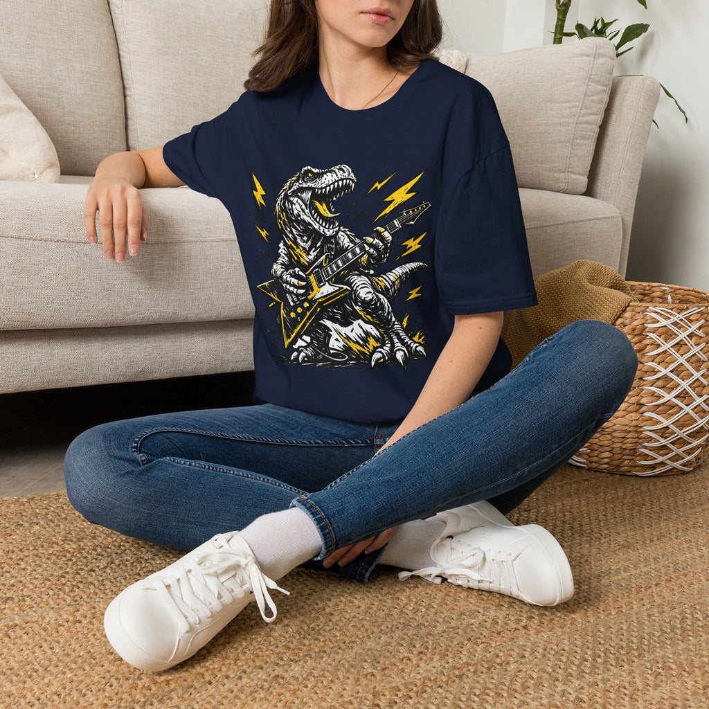 Unisex Softstyle T-Shirt, t-rex playing guitar