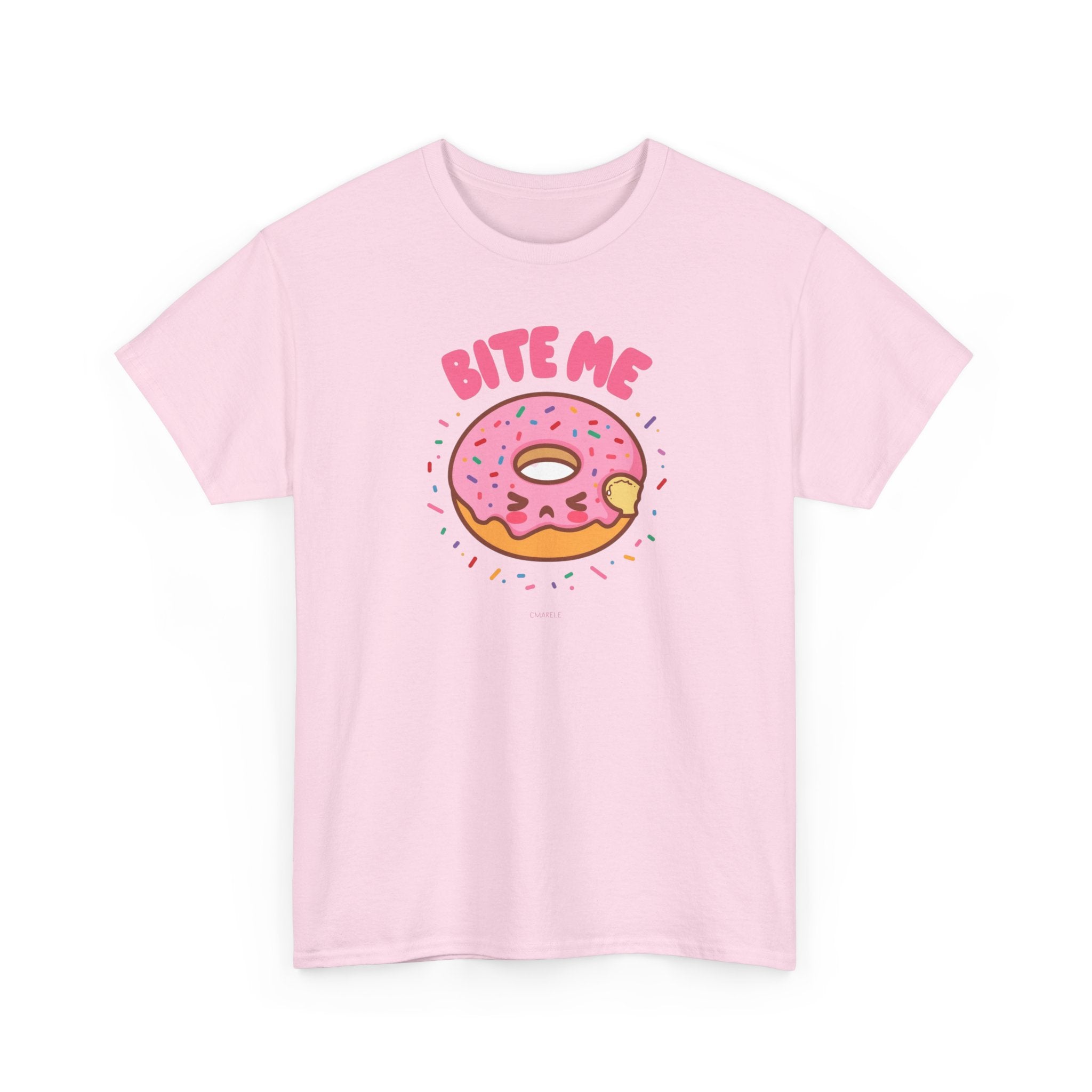 Unisex Heavy Cotton Tee,Bite Me Donut Shirt, Funny Food Tee, Cute Kawaii Donut T-Shirt, Sweet Humor Shirt, Bakery Lover Gift