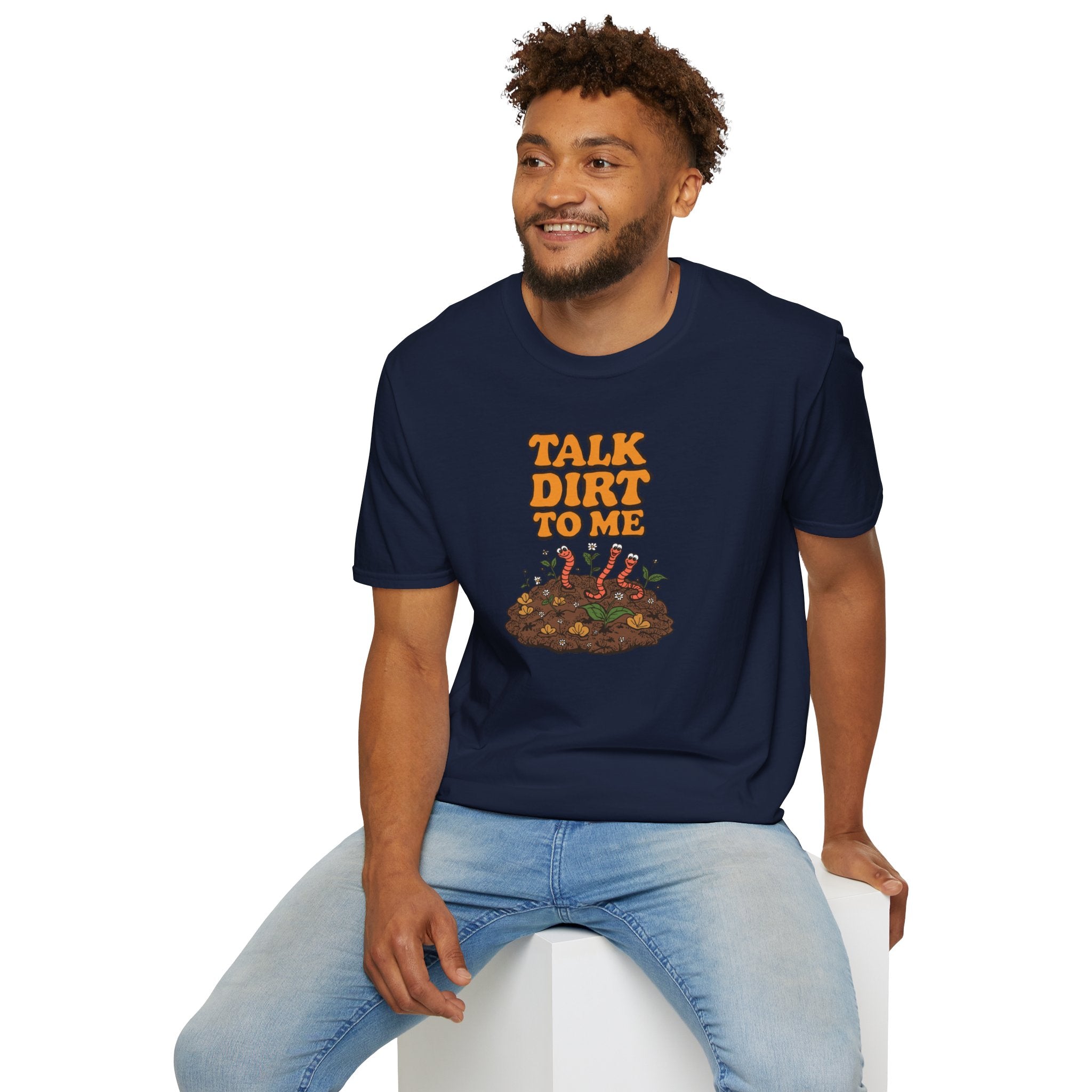 Unisex Softstyle T-Shirt,Talk Dirt To Me Shirt, Funny Gardener T-Shirt, Retro Gardening Tee, Plant Lover Gift, Spring Garden Shirt Women Men