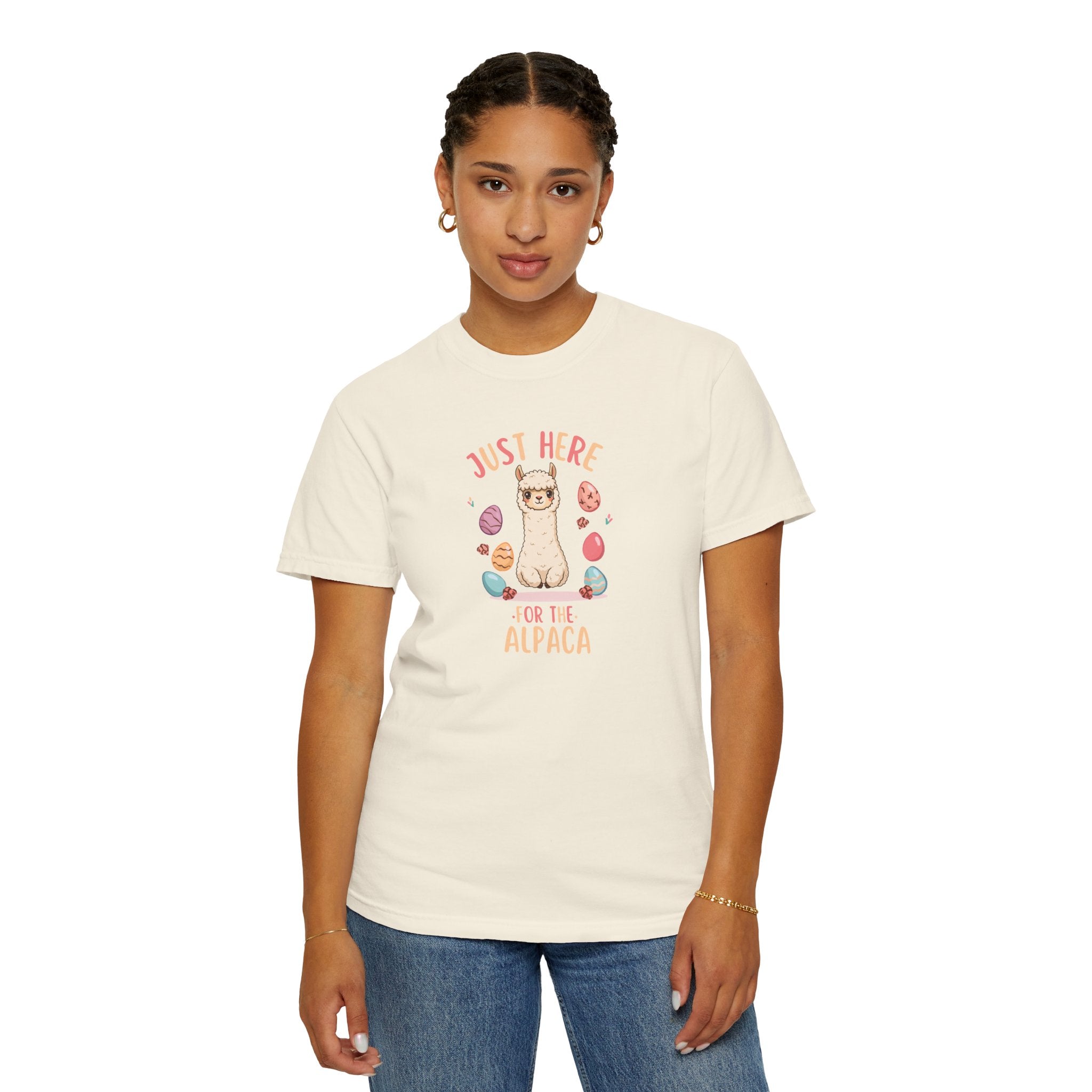 Unisex Garment-Dyed T-shirt, here for the alpaca