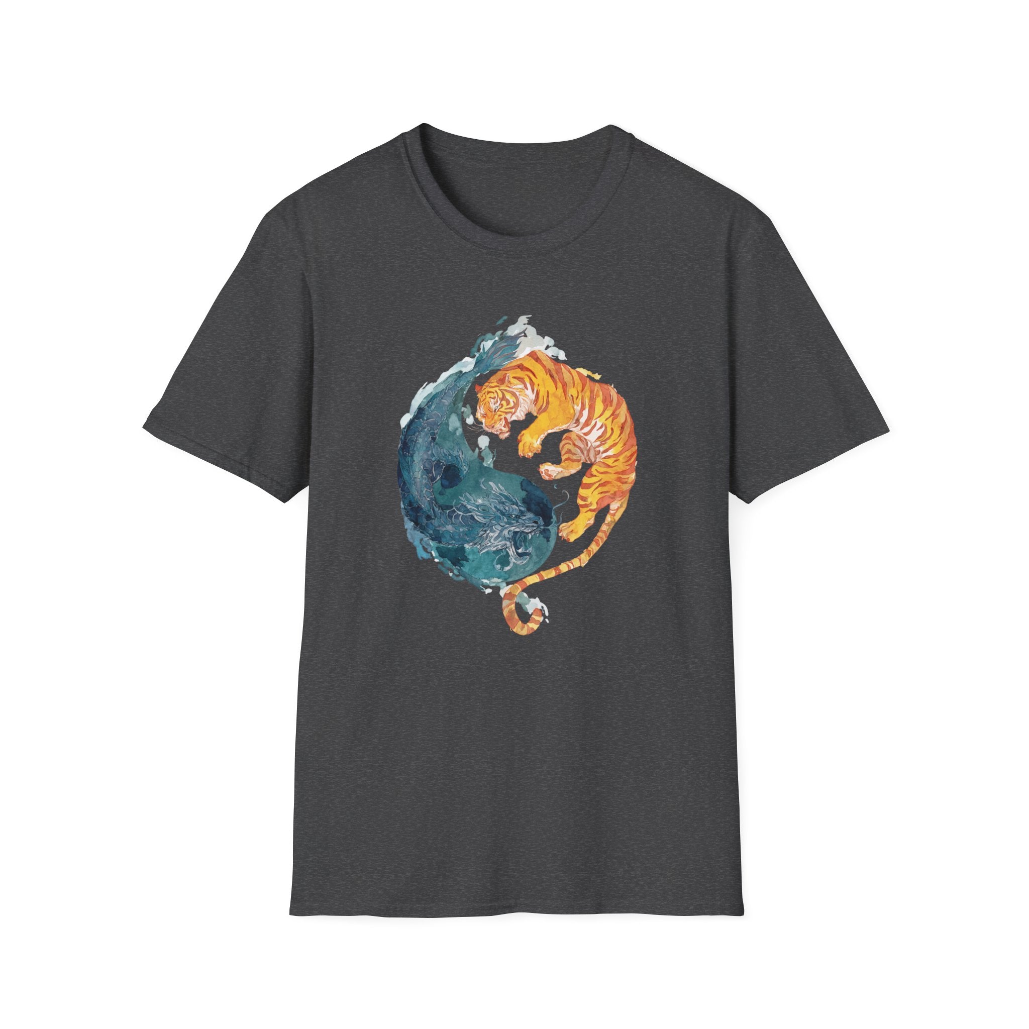 Unisex Softstyle T-Shirt, tiger and dragon ying and yang