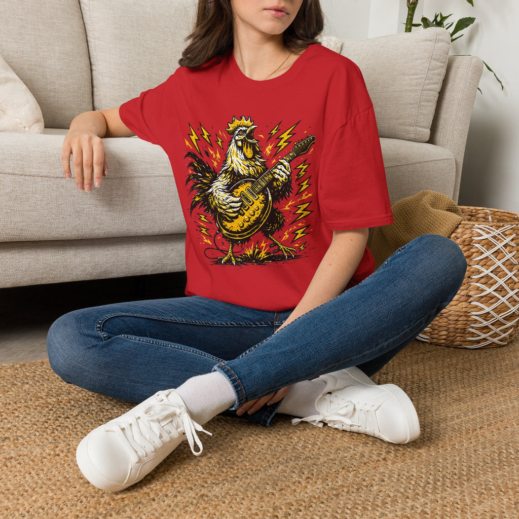 Unisex Softstyle T-Shirt, rooster playing guitar