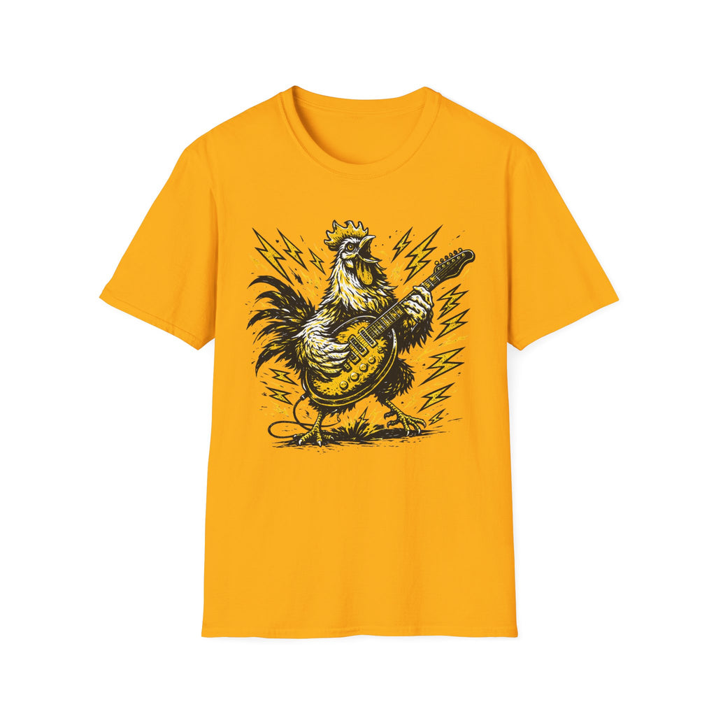 Unisex Softstyle T-Shirt, rooster playing guitar