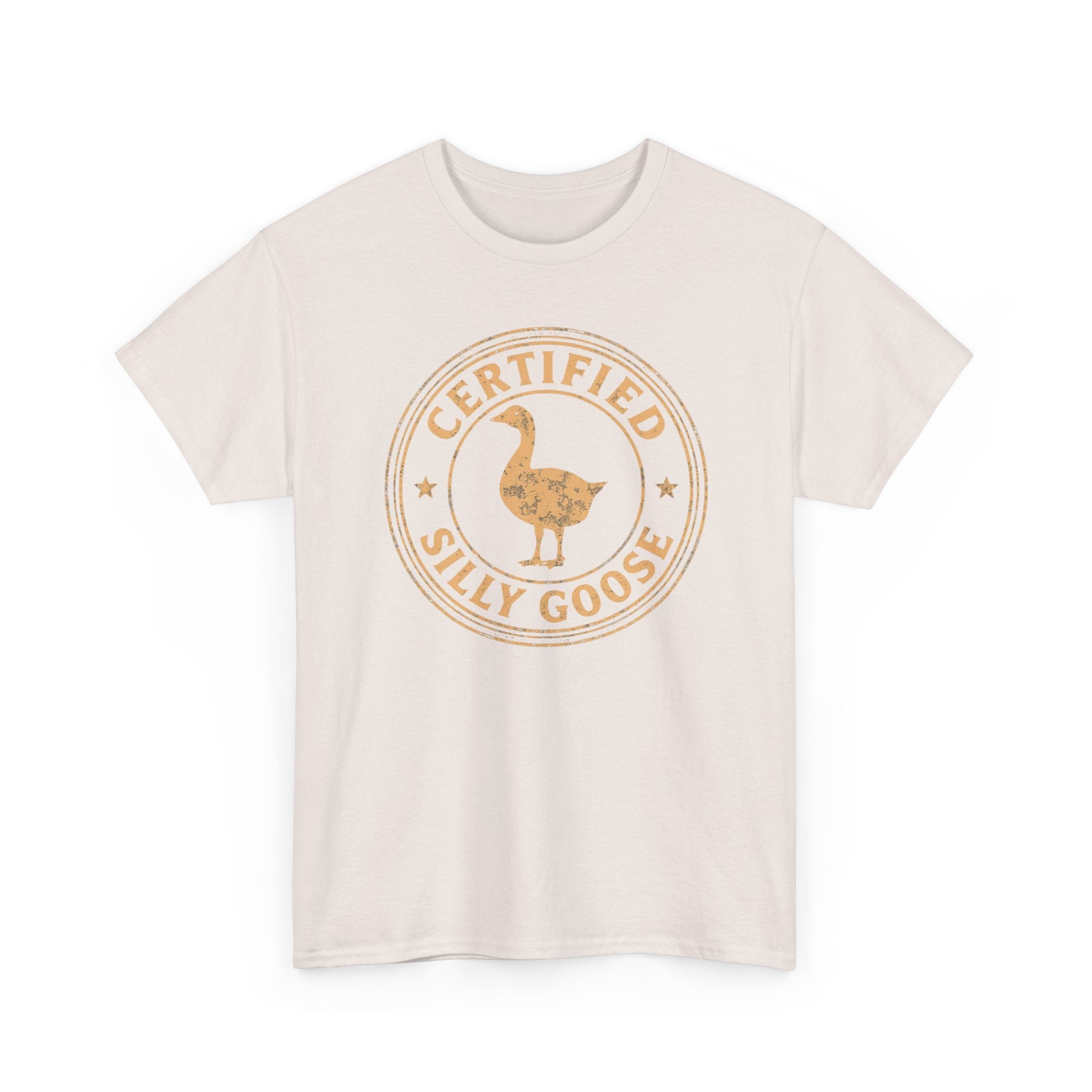 Unisex Heavy Cotton Tee, Certified Silly Goose Shirt, Funny Badge Tee, Goose Humor Shirt, Retro Stamp Design Shirt, Gift Idea