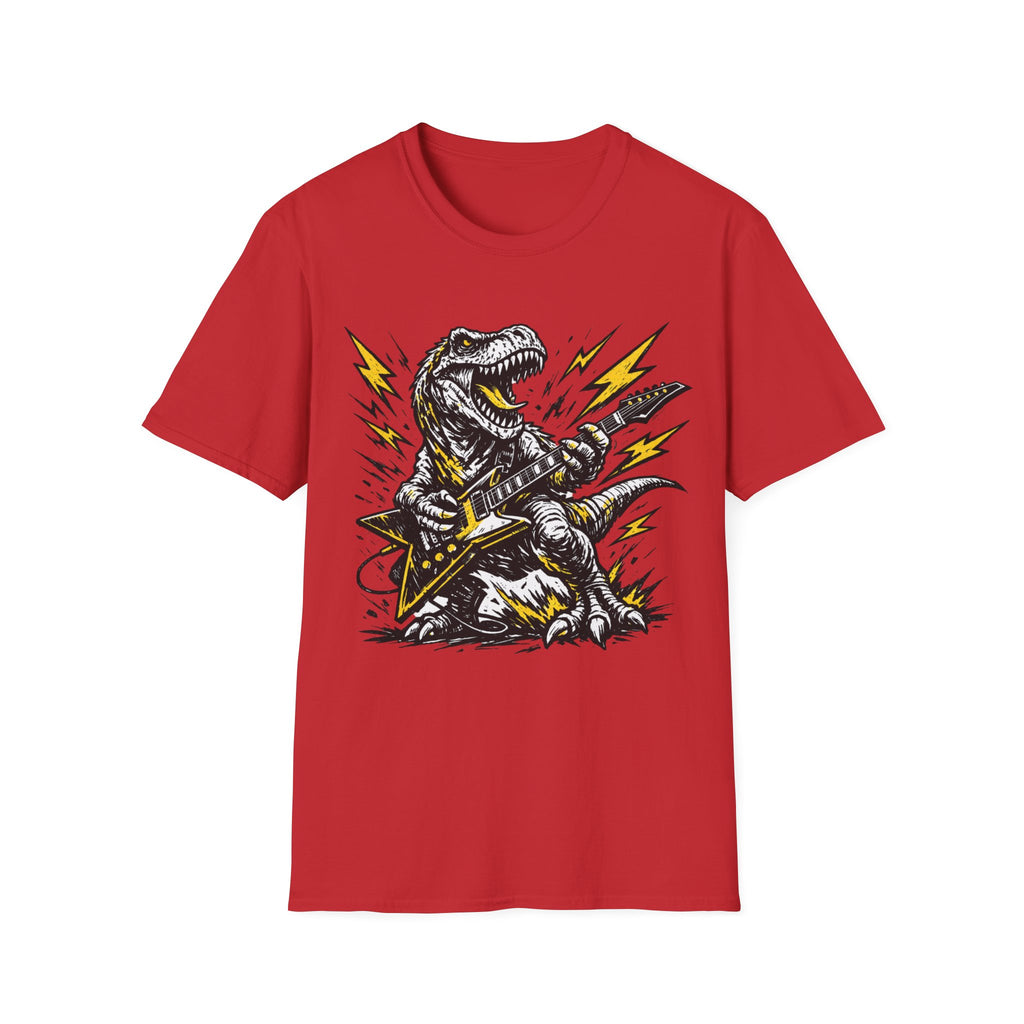Unisex Softstyle T-Shirt, t-rex playing guitar
