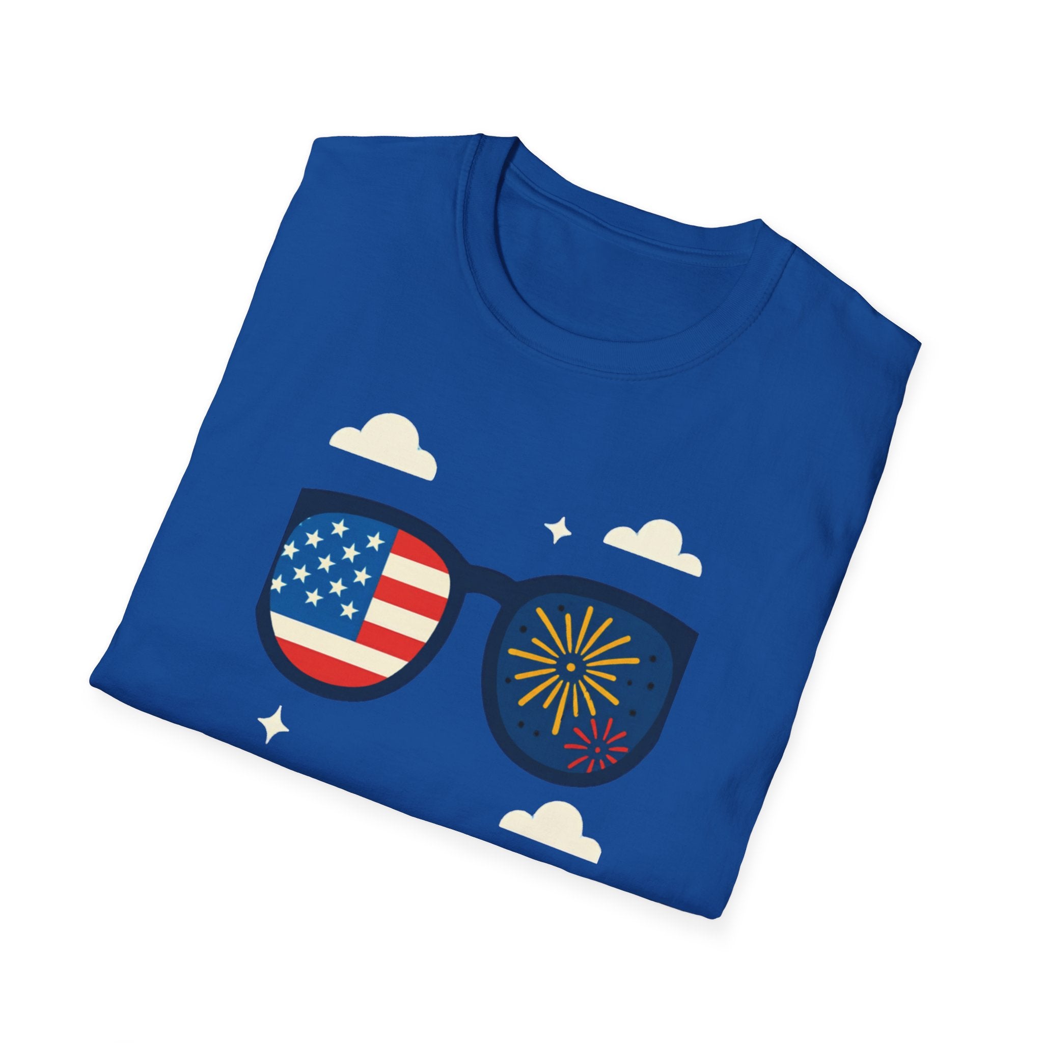 Unisex Softstyle T-Shirt, Happy Independence Day Cool USA Shirt, Patriotic Sunglasses Tee, Funny 4th of July Shirt