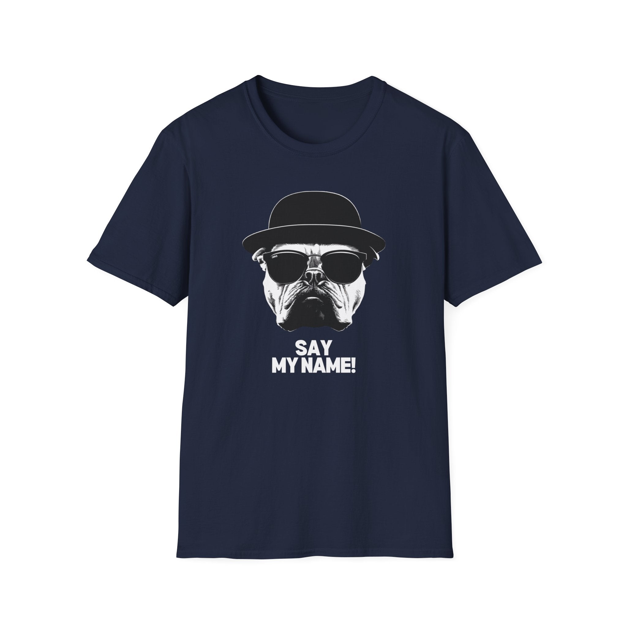 Unisex Softstyle T-Shirt, Bull Dog wearing Sun Glasses