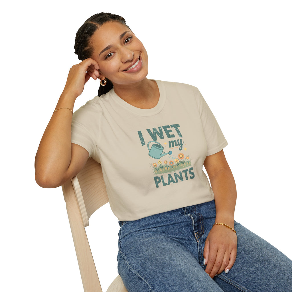 Unisex Softstyle T-Shirt,I Wet My Plants Shirt, Funny Plant Lover Tee, Gardening Humor Shirt, Spring Plant Mom Gift, Cute Garden Shirt
