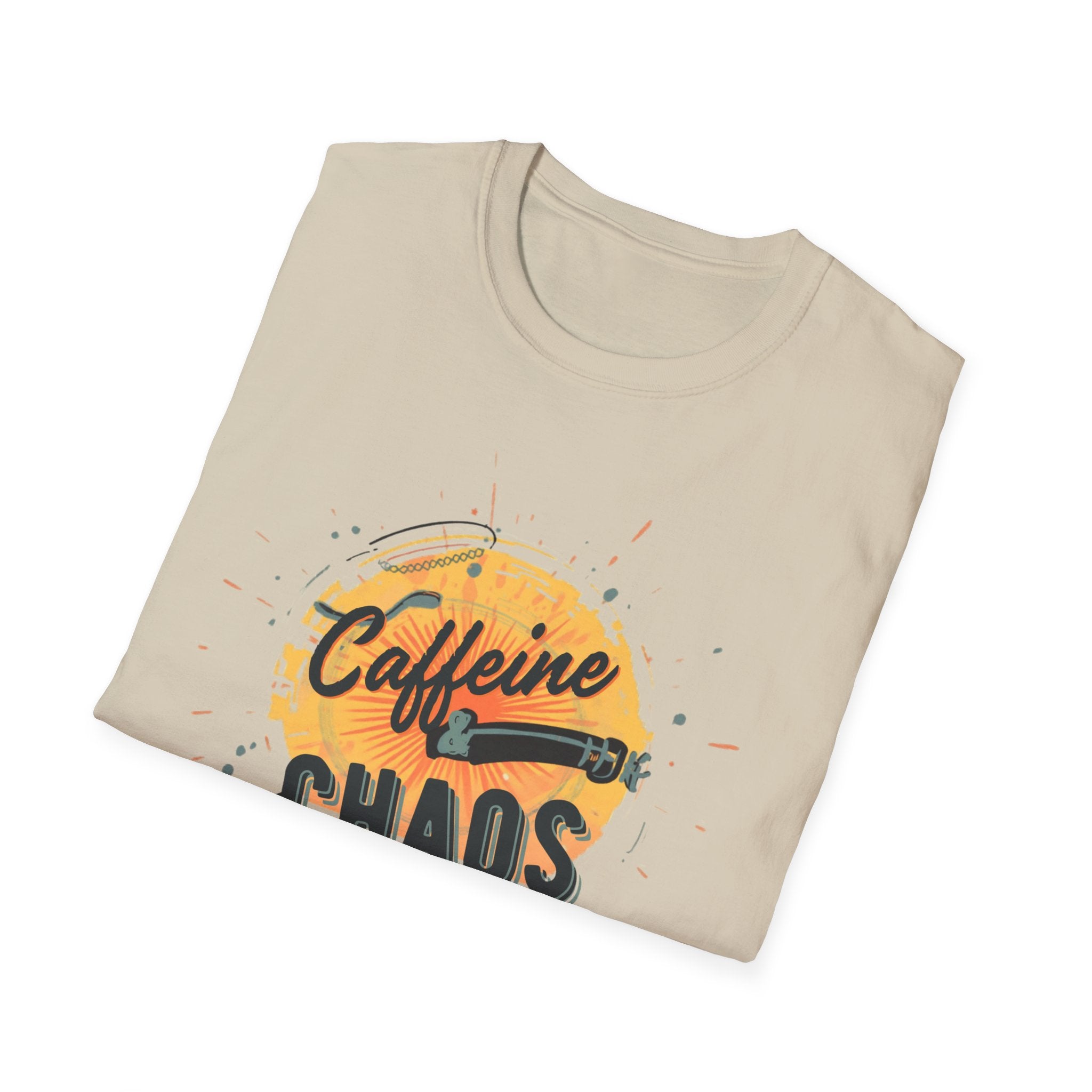 Unisex Softstyle T-Shirt, Caffeine and Chaos Shirt, Coffee Mom Tee, Funny Mom Life Shirt