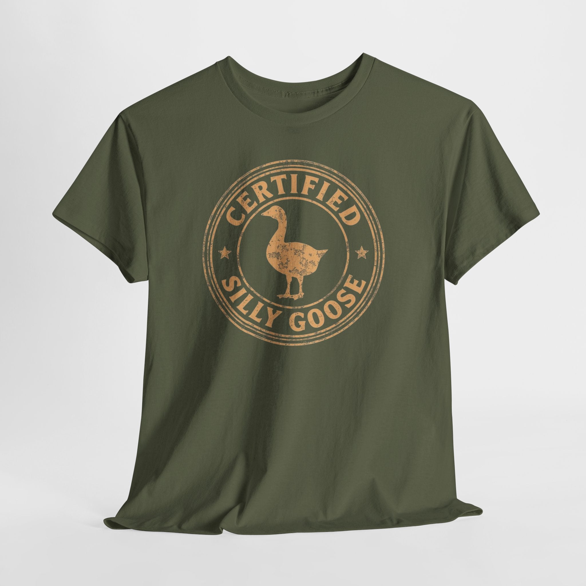 Unisex Heavy Cotton Tee, Certified Silly Goose Shirt, Funny Badge Tee, Goose Humor Shirt, Retro Stamp Design Shirt, Gift Idea