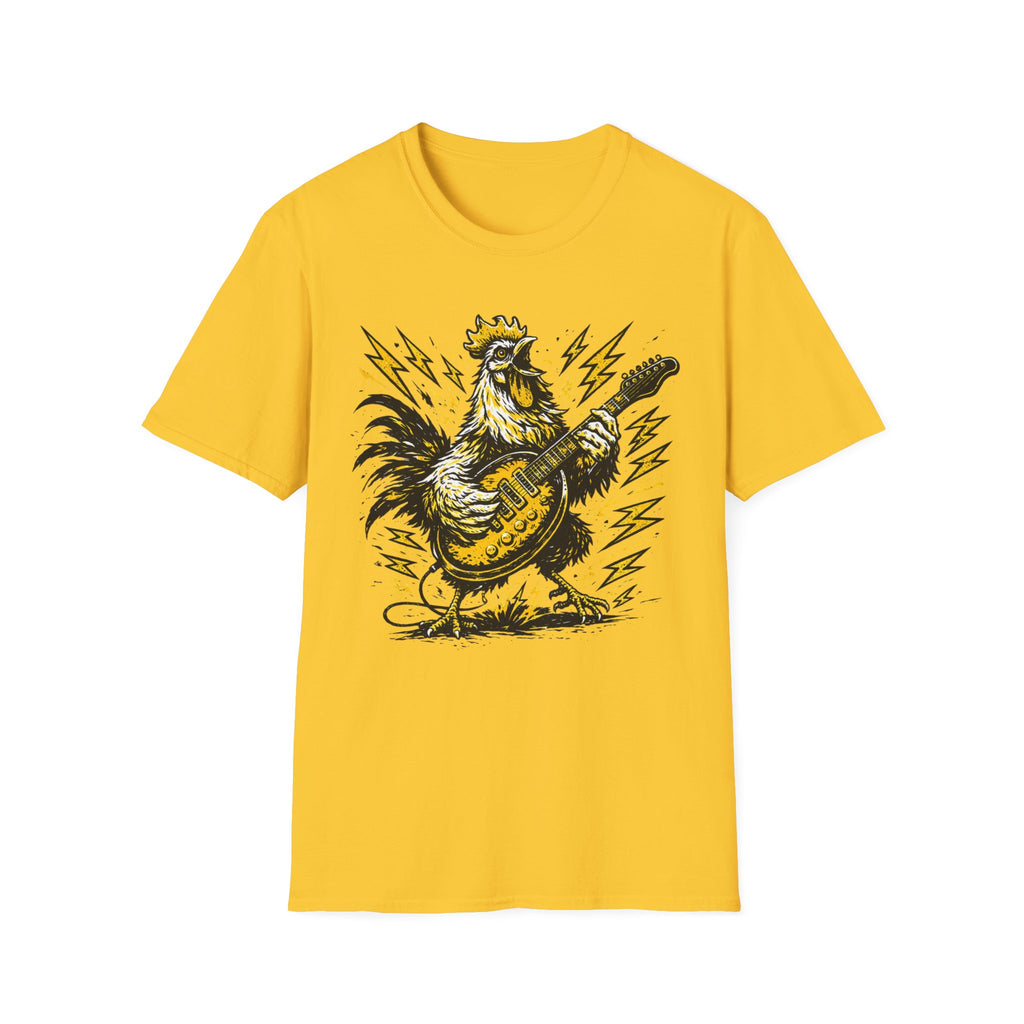 Unisex Softstyle T-Shirt, rooster playing guitar