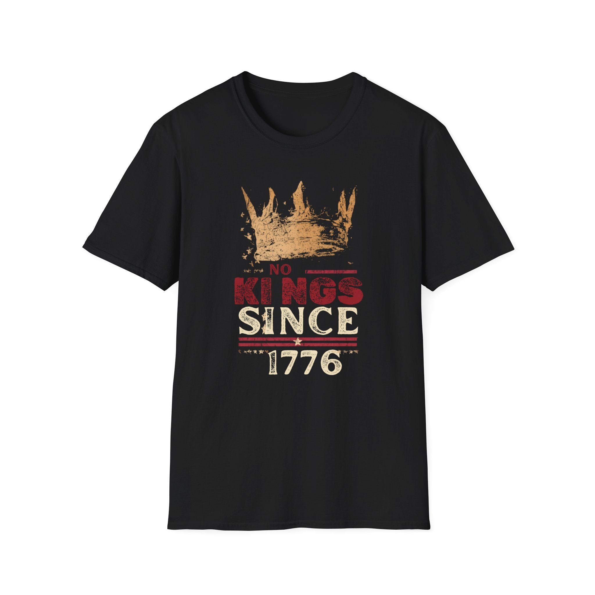 Unisex Softstyle T-Shirt, No King Since 1776 Shirt, Patriotic Anti King Tee, 1776 America Shirt, Freedom Not Monarchy Shirt, USA Flag Vintage Tee