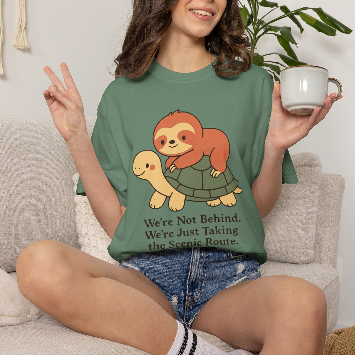 Unisex Garment-Dyed T-shirt, sloth and turtle