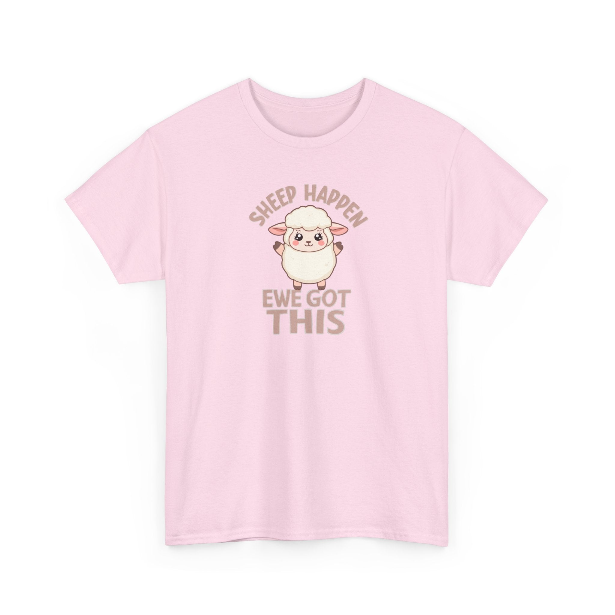 Unisex Heavy Cotton Tee,Sheep Happen Ewe Got This Shirt, Motivational Sheep Tee, Cute Positive Animal Shirt, Encouragement Gift, Funny Sheep Pun T-Shirt