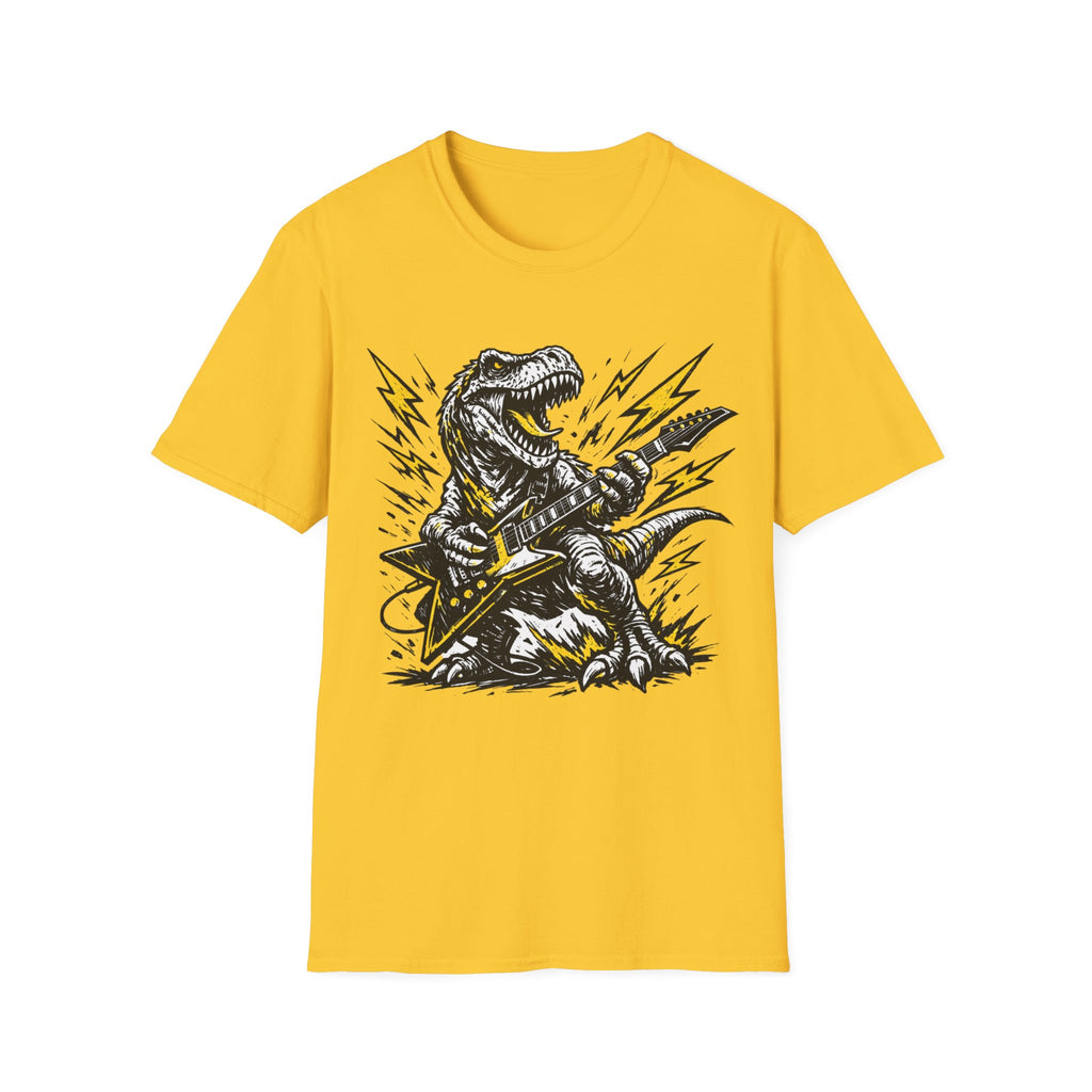 Unisex Softstyle T-Shirt, t-rex playing guitar