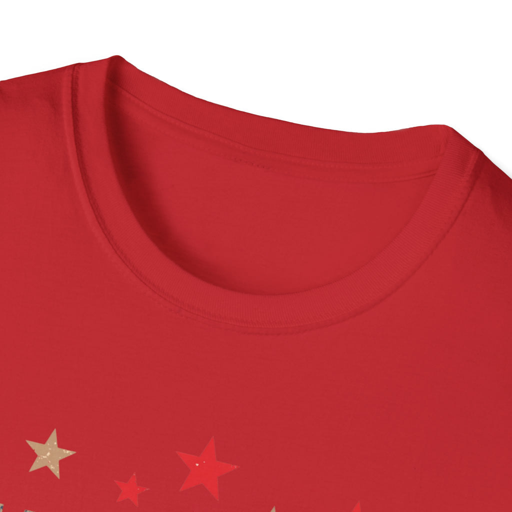 Unisex Softstyle T-Shirt, Happy Independence Day Minimal Shirt, Modern Patriotic Tee, Simple USA Shirt