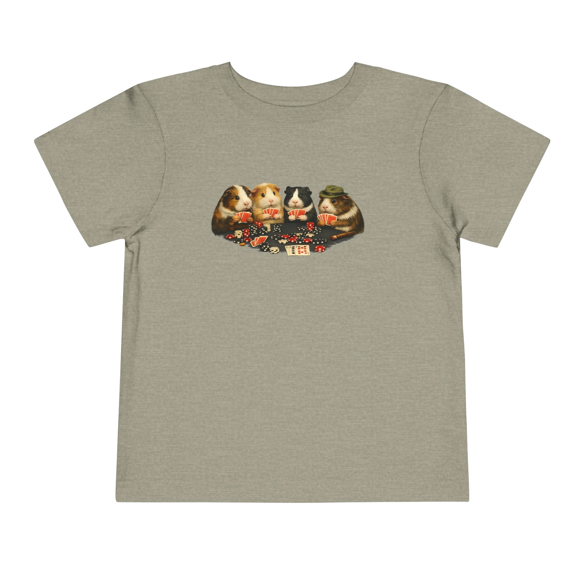 Toddler Short Sleeve Tee,Guinea Pig Meme Shirt, Animals Playing Cards Graphic Tee Funny Pet Lover Shirt, Guinea Pigs Playing Poker Design