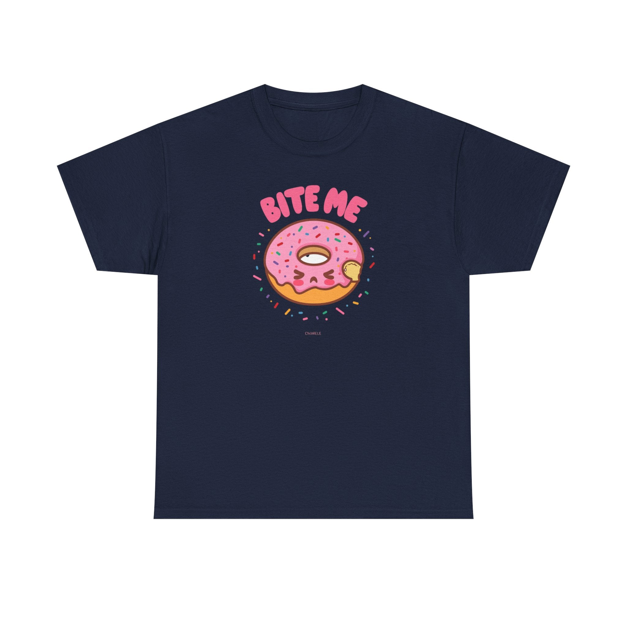Unisex Heavy Cotton Tee,Bite Me Donut Shirt, Funny Food Tee, Cute Kawaii Donut T-Shirt, Sweet Humor Shirt, Bakery Lover Gift