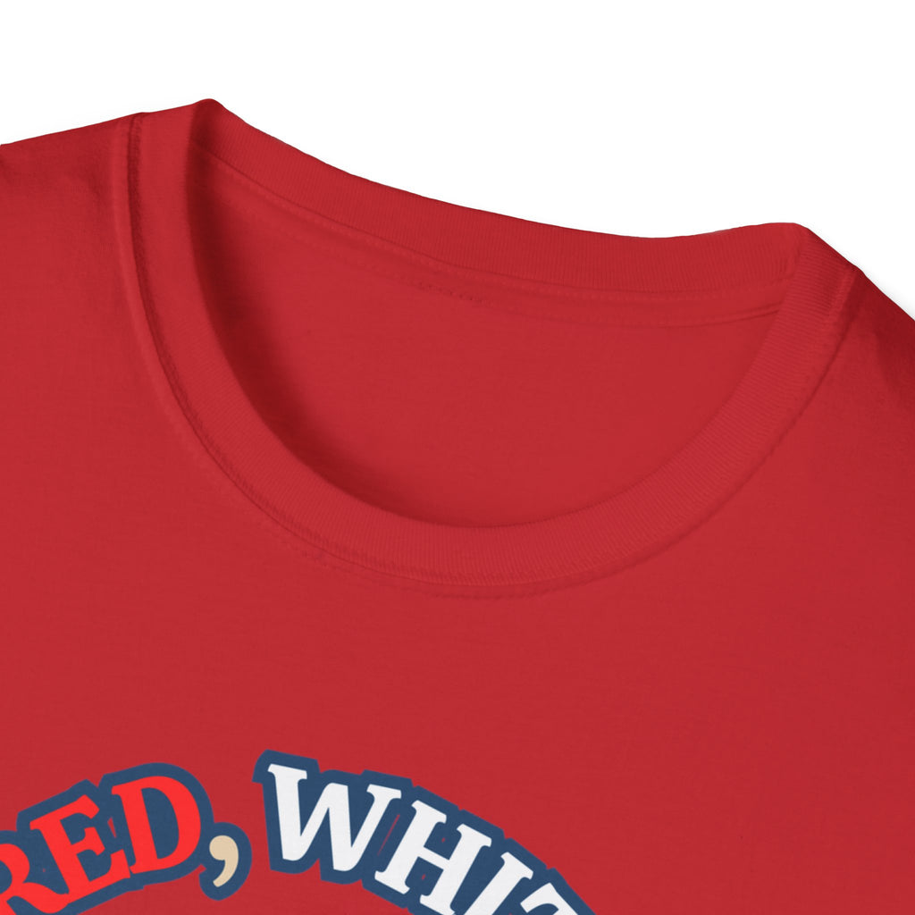 Unisex Softstyle T-Shirt, red white and bold statue of liberty