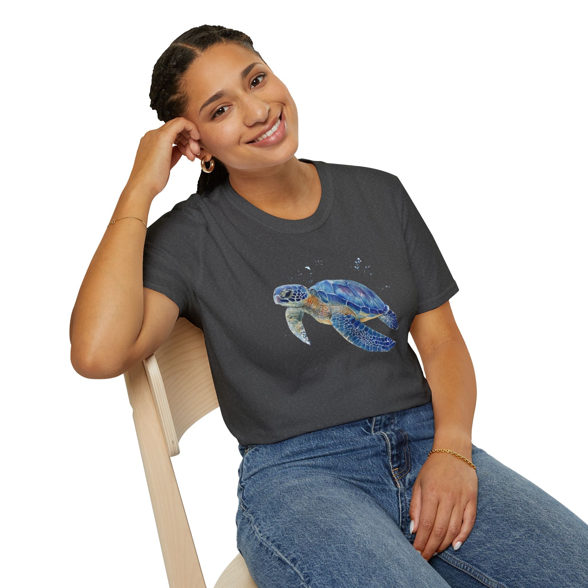 Unisex Softstyle ,T-Shirt Water Color Sea Turtle