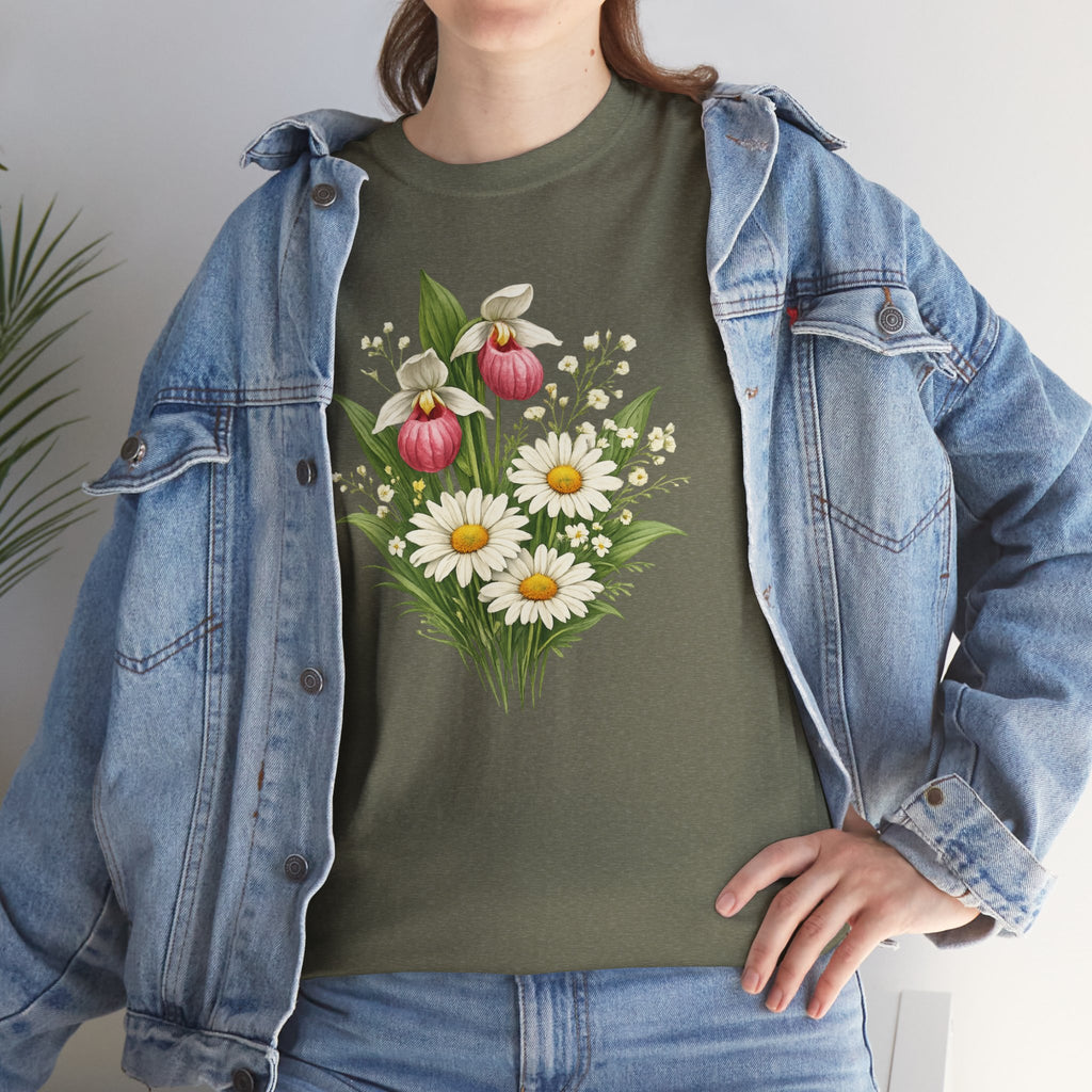 Unisex Heavy Cotton Tee, spring floral