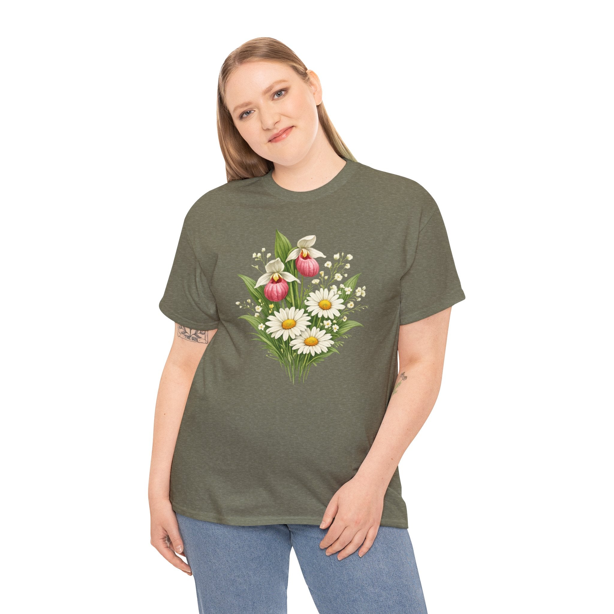 Unisex Heavy Cotton Tee, spring floral