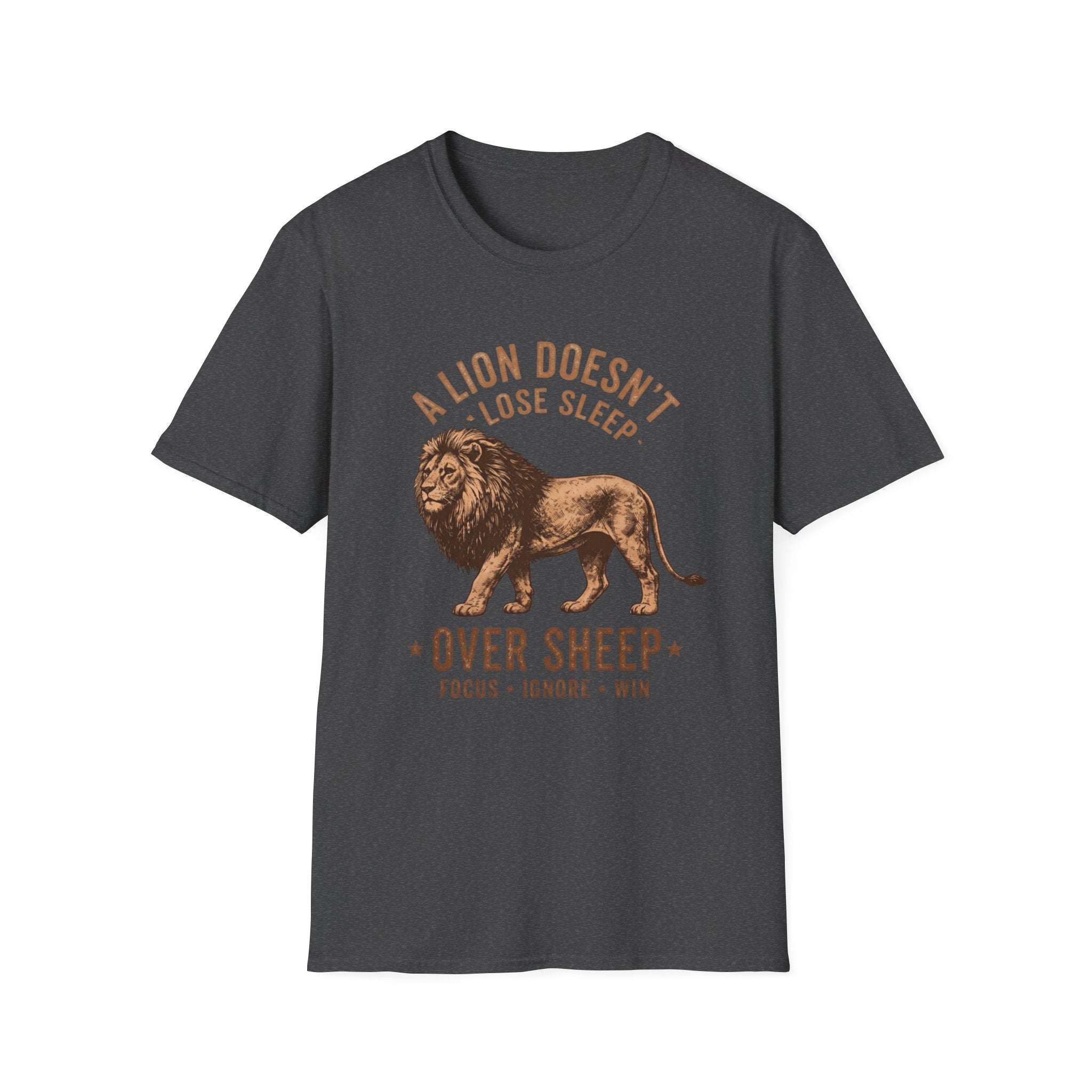 Unisex Softstyle T-Shirt, King Mode No Competition T-Shirt, Lion Motivation Shirt, Alpha Mindset Tee, Gym Shirt for Men, Bold Lion Graphic Tee, Gift for Him