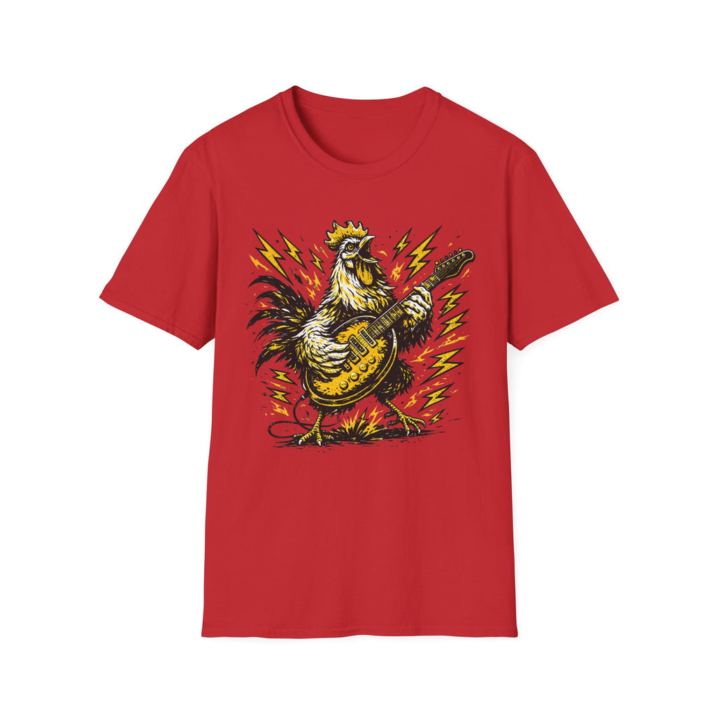 Unisex Softstyle T-Shirt, rooster playing guitar