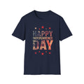 Unisex Softstyle T-Shirt, Happy Independence Day Minimal Shirt, Modern Patriotic Tee, Simple USA Shirt