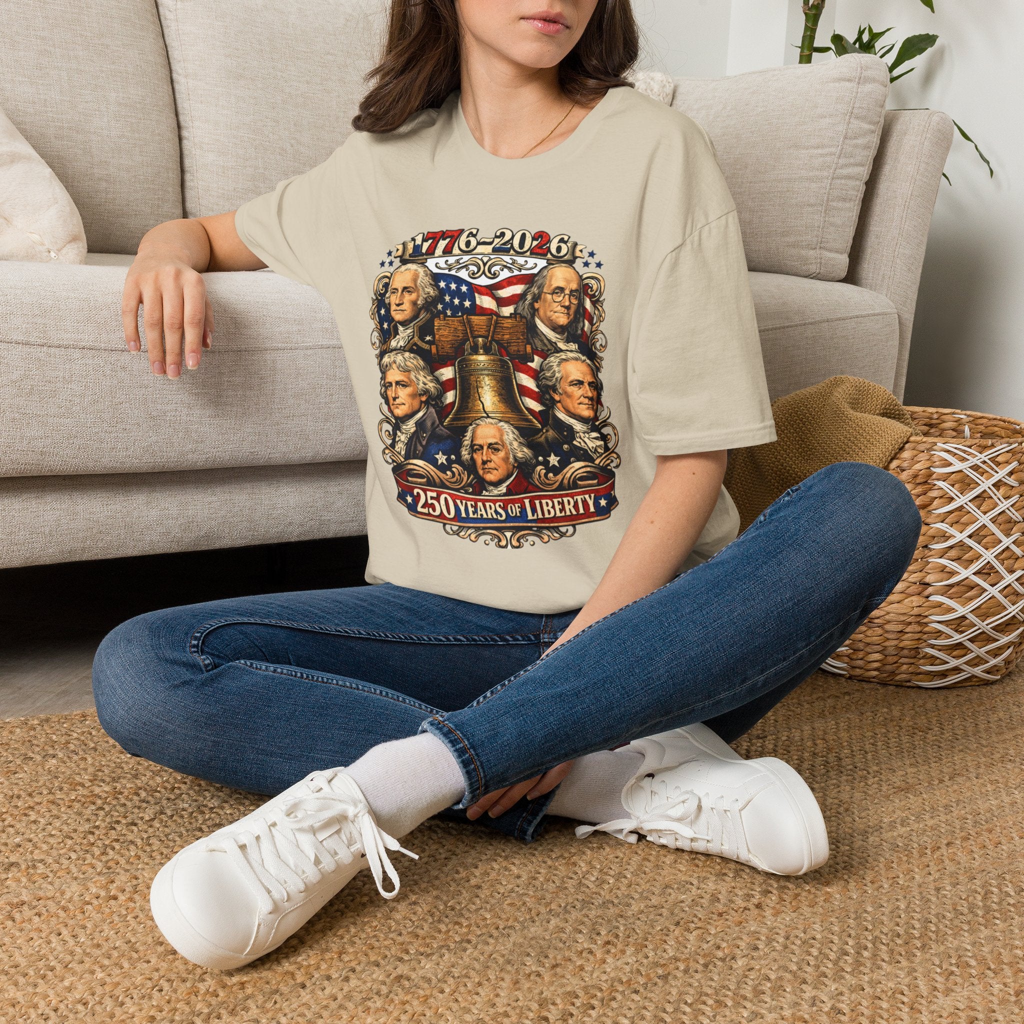 Unisex Softstyle T-Shirt, 250 Years of Liberty Shirt, Founding Fathers Tee, America 1776 2026 Patriotic T-Shirt