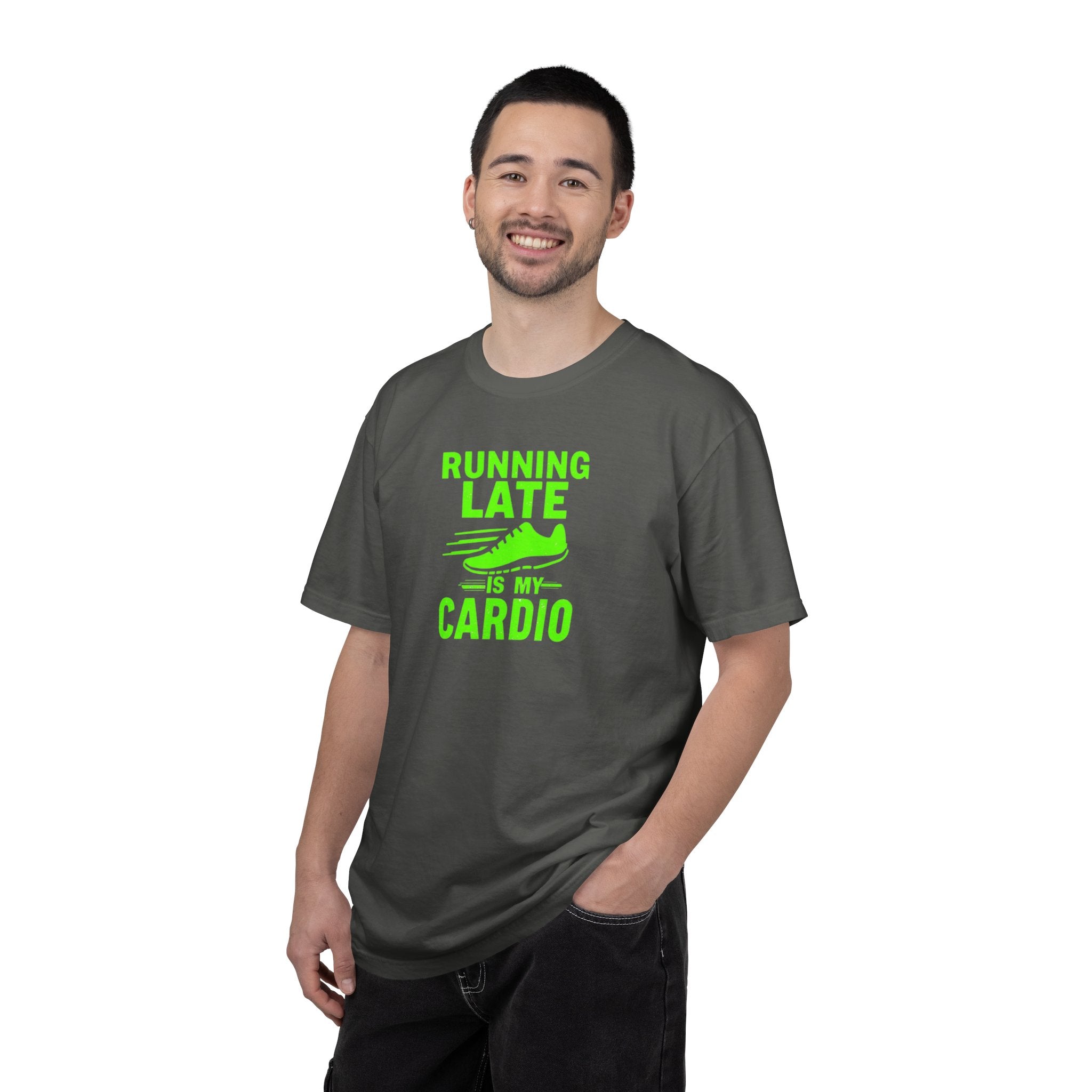 Unisex Garment-Dyed T-shirt,Running Late Is My Cardio Shirt, Funny Running Shirt, Gym Humor Tee, Runner Gift Shirt, Comfort Colors Fitness Tee